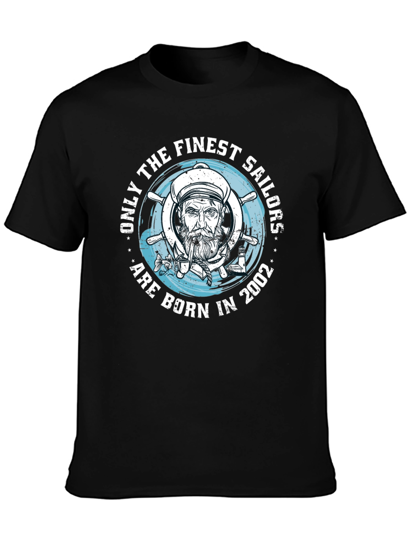Black Finest Sailors Born in 2002 T-Shirt view 3