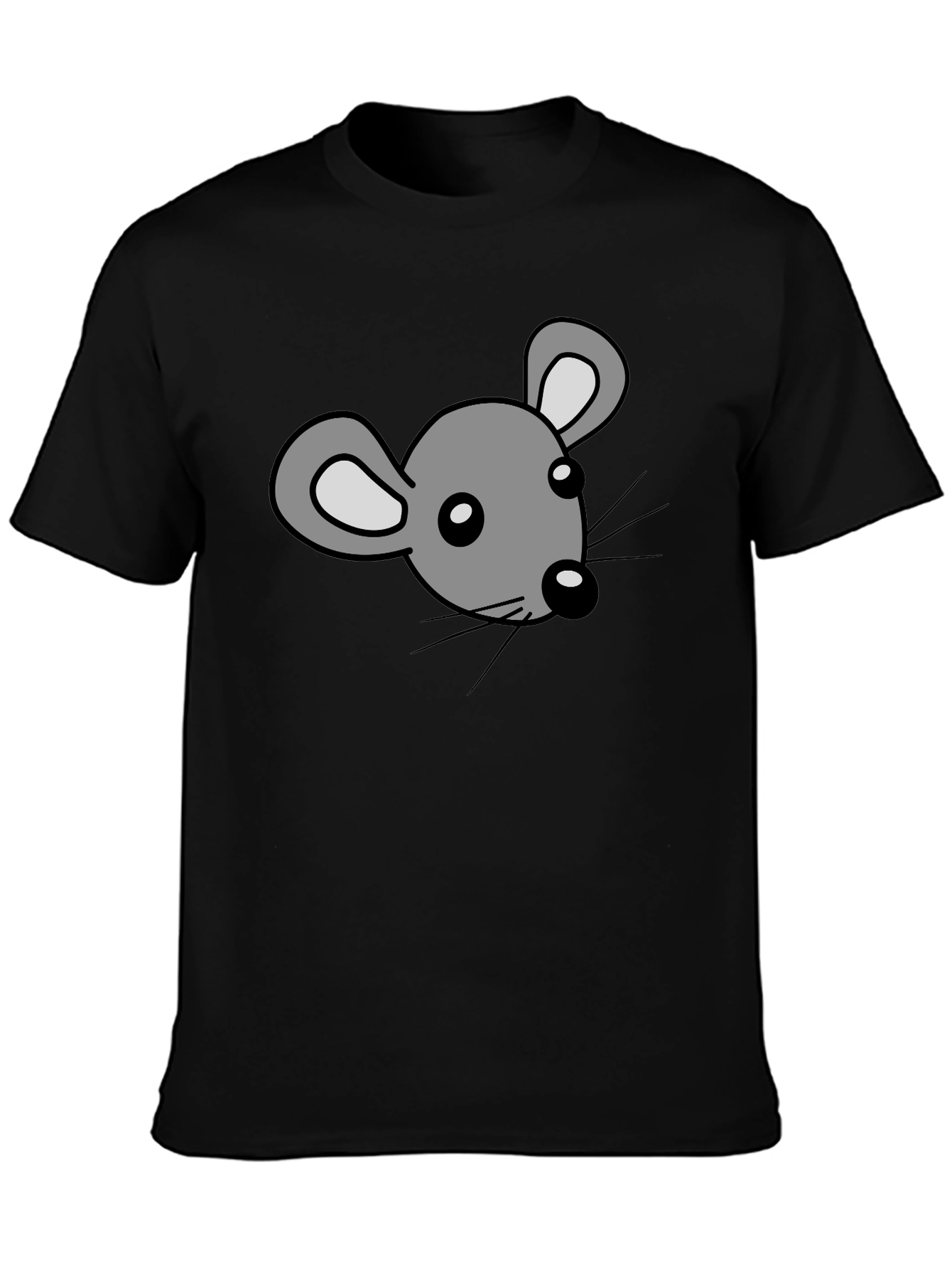Black Cartoon Mouse Graphic Print Black T-Shirt view 3