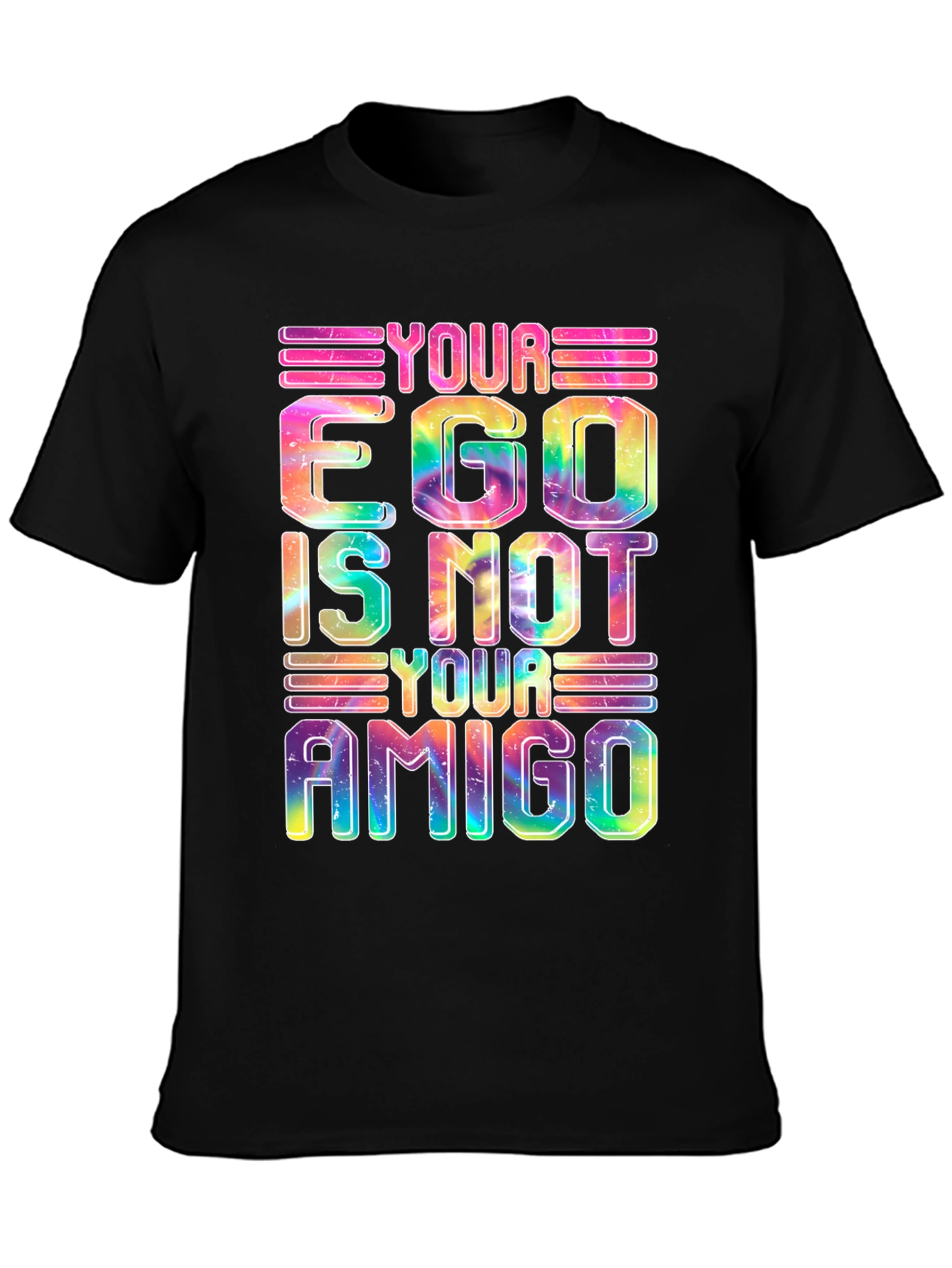 Black Colorful Ego Graphic Tee - Your Ego Is Not Your Amigo view 3