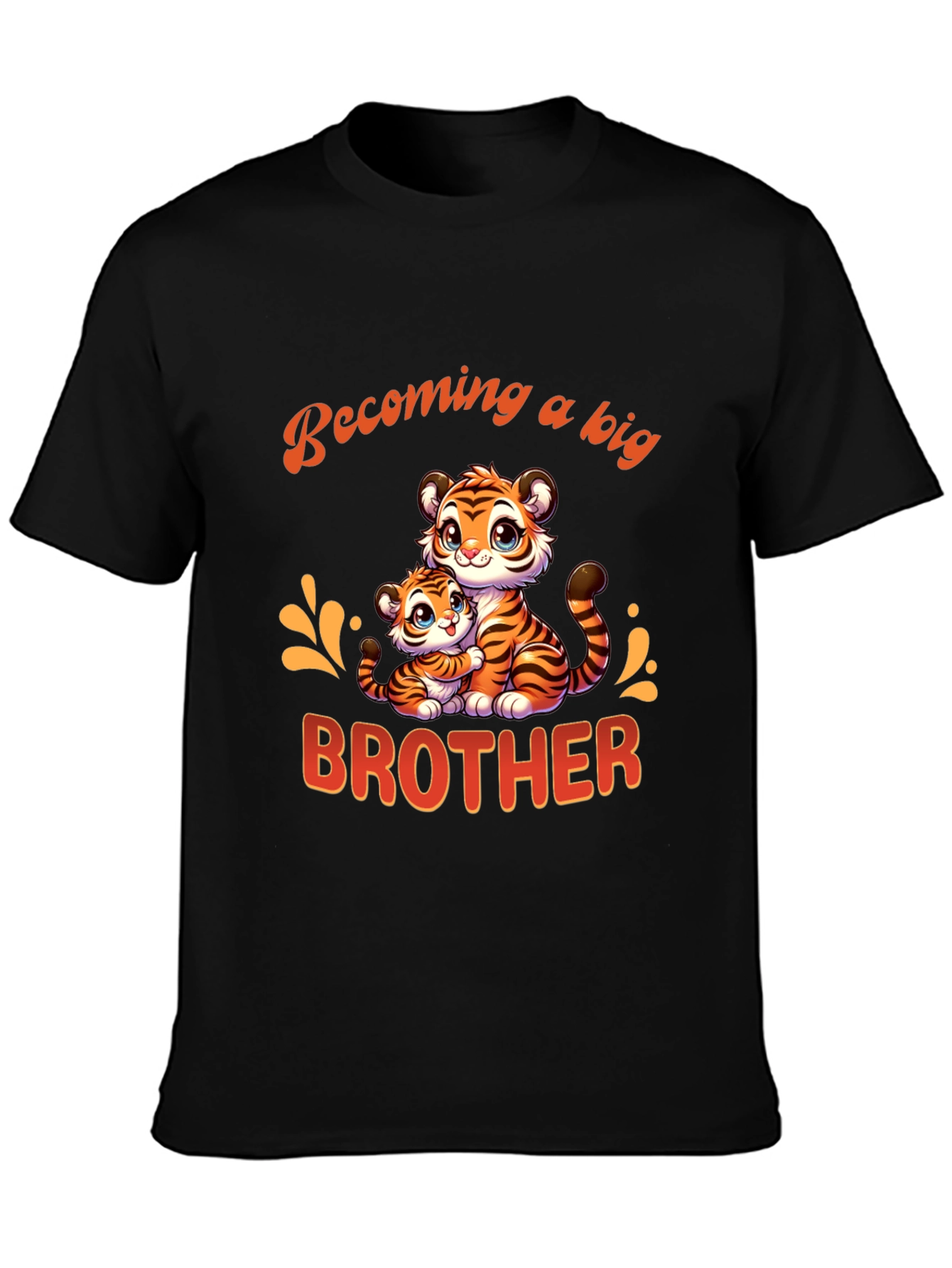 Black Becoming a Big Brother Tiger Graphic T-Shirt view 3