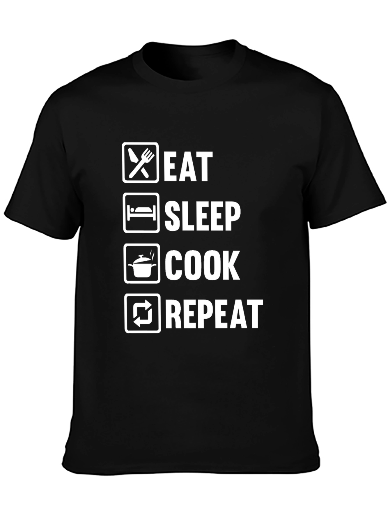 Black Eat Sleep Cook Repeat Funny Chef T-Shirt view 3