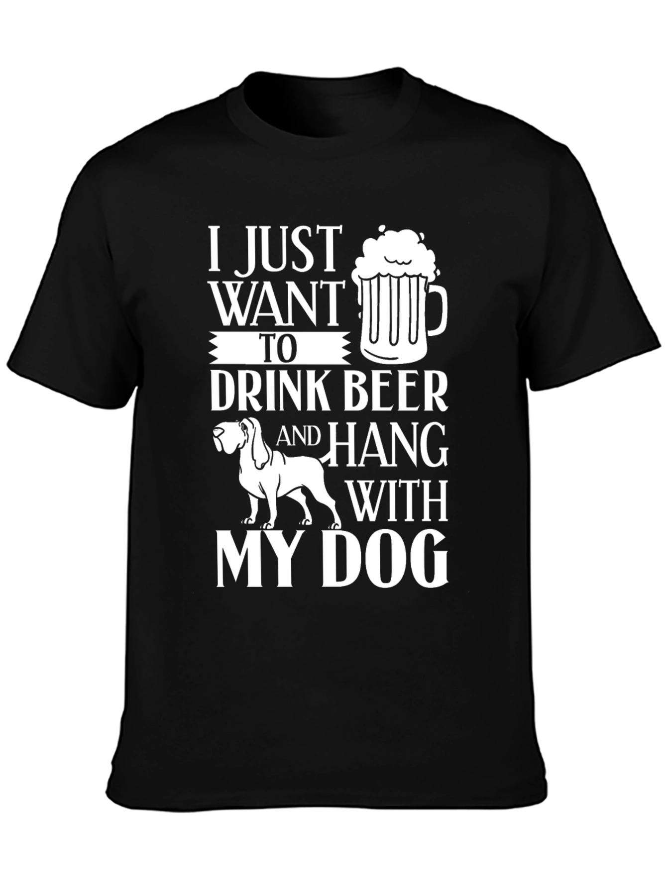 Black Drink Beer and Hang with Dog T-Shirt view 3