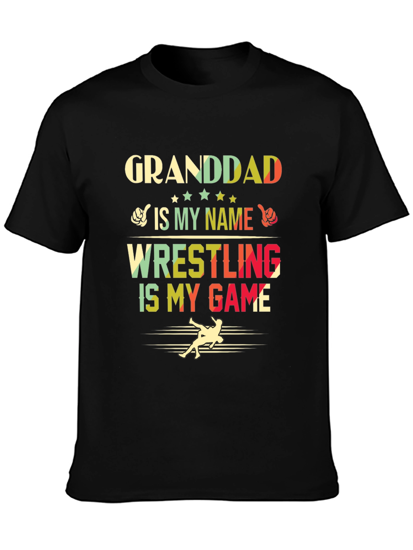 Black Granddad Wrestling T-Shirt - Gift for Wrestling Grandpa view 3