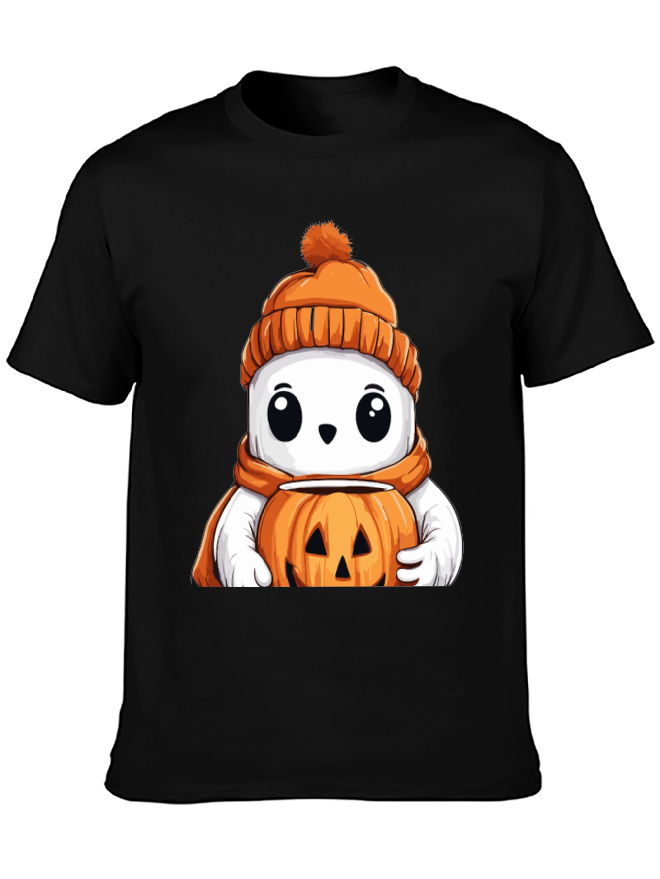 Black Cute Halloween Ghost T-Shirt view 3