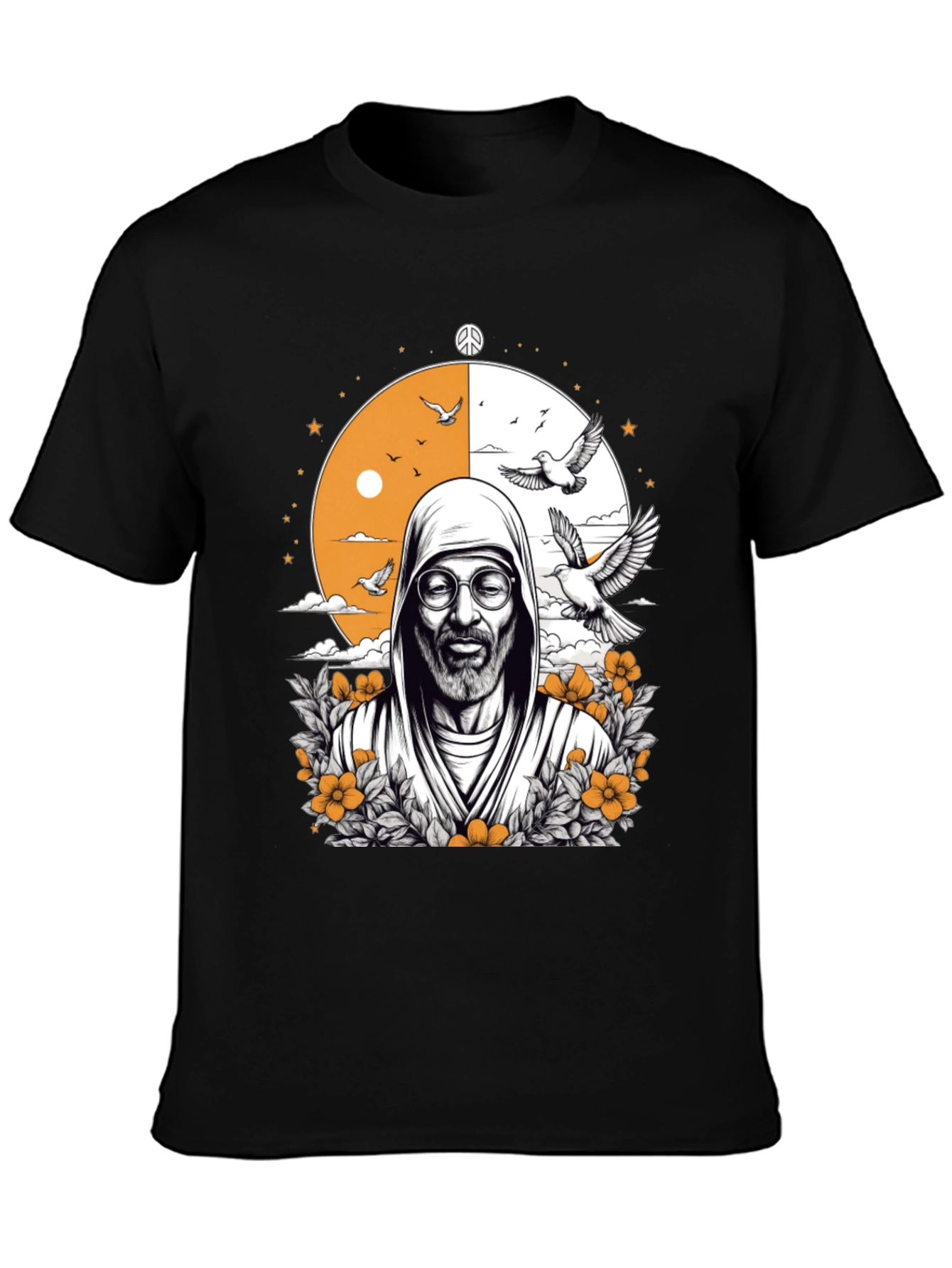 Black Peace & Wisdom Graphic T-Shirt - Black view 3