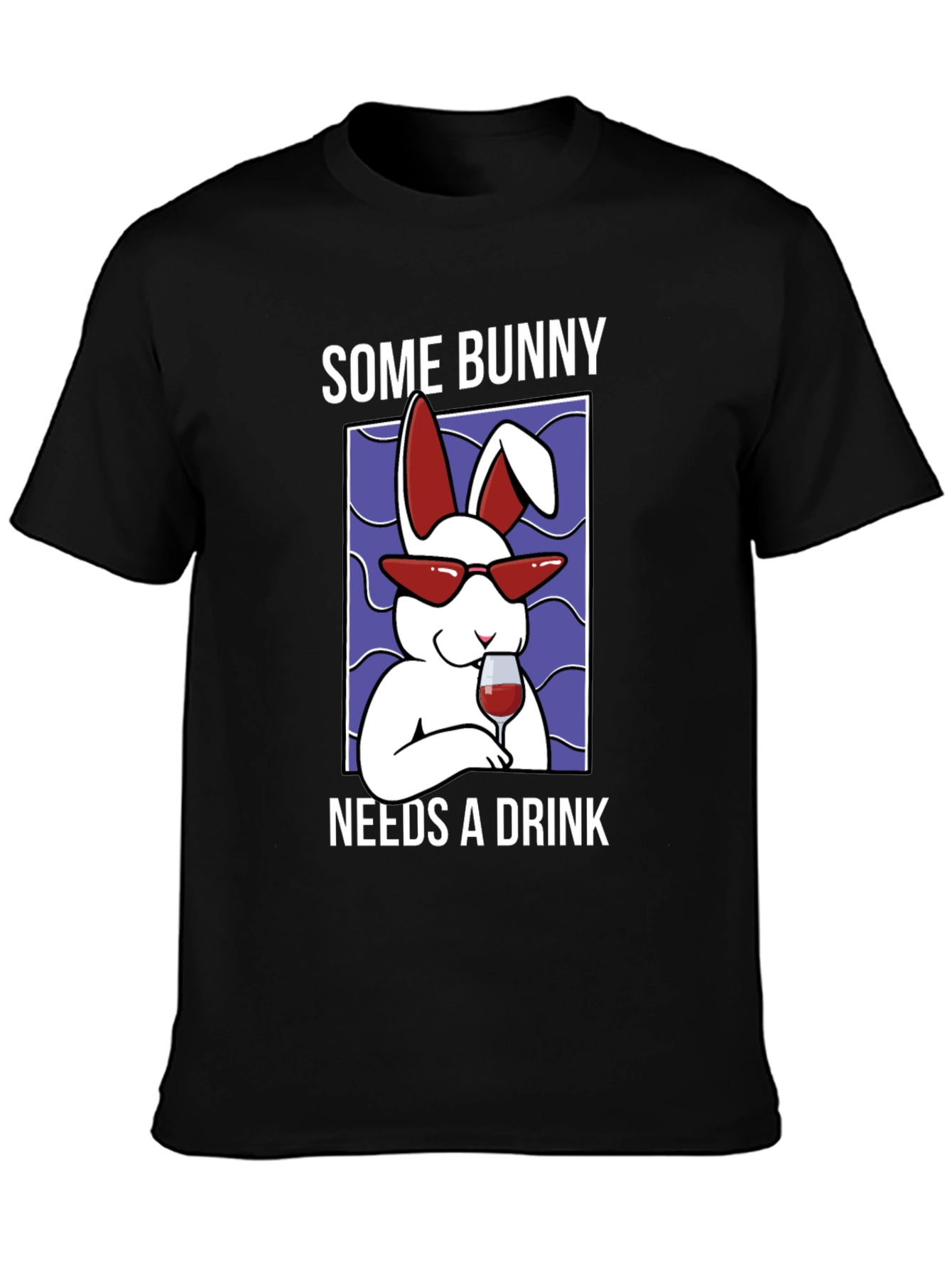 Black Some Bunny Needs a Drink Graphic T-Shirt view 3