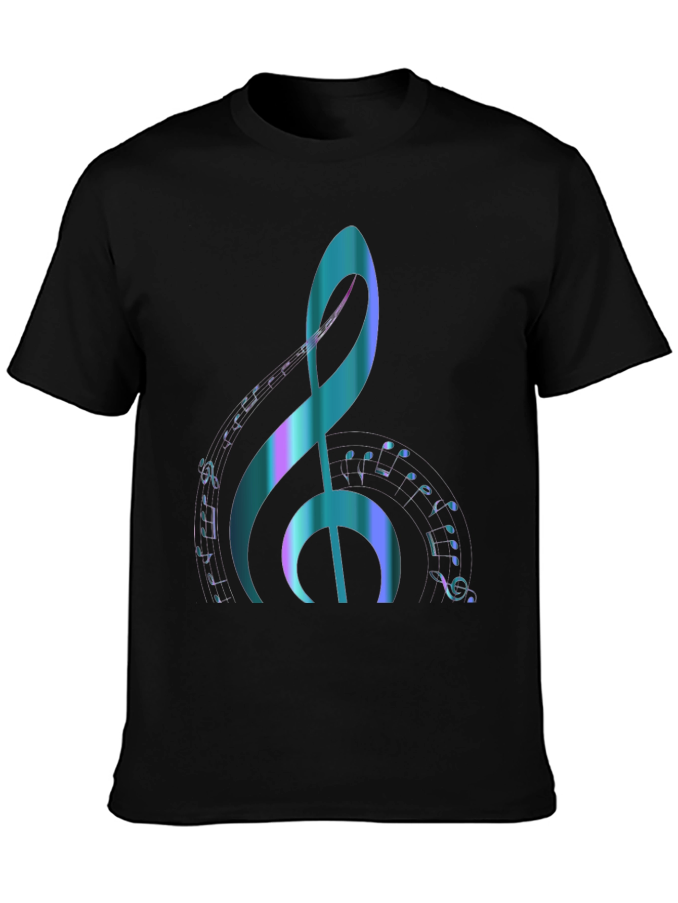 Black Music Note Graphic Tee - Stylish & Comfortable Black T-Shirt view 3