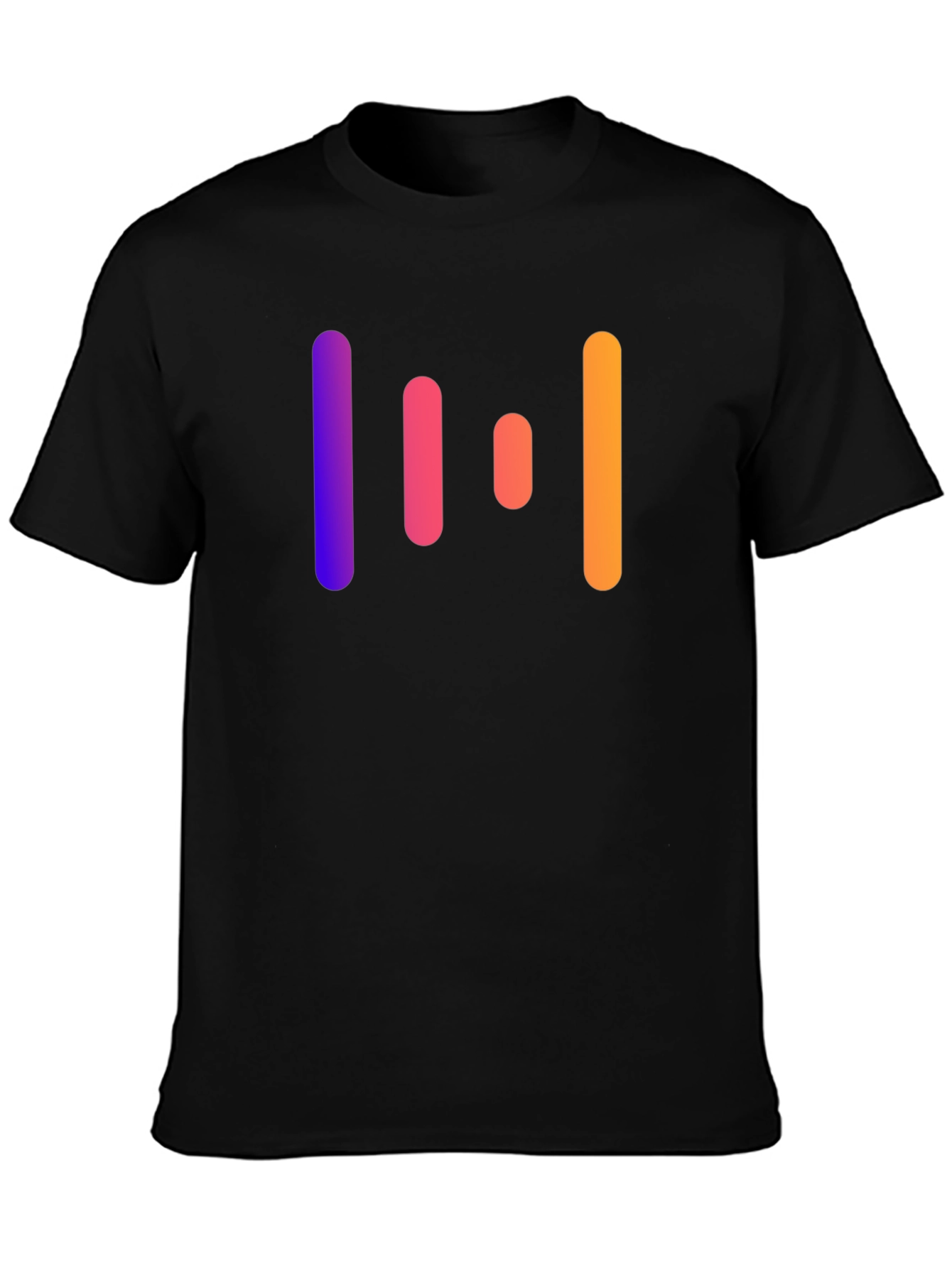 Black Gradient Stripe Graphic Black T-Shirt view 3
