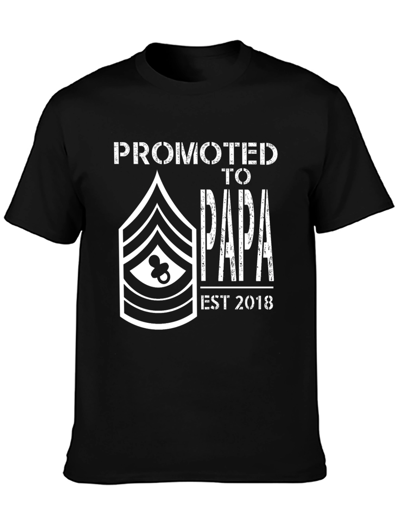 Black Promoted to Papa EST 2018 Graphic Tee view 3