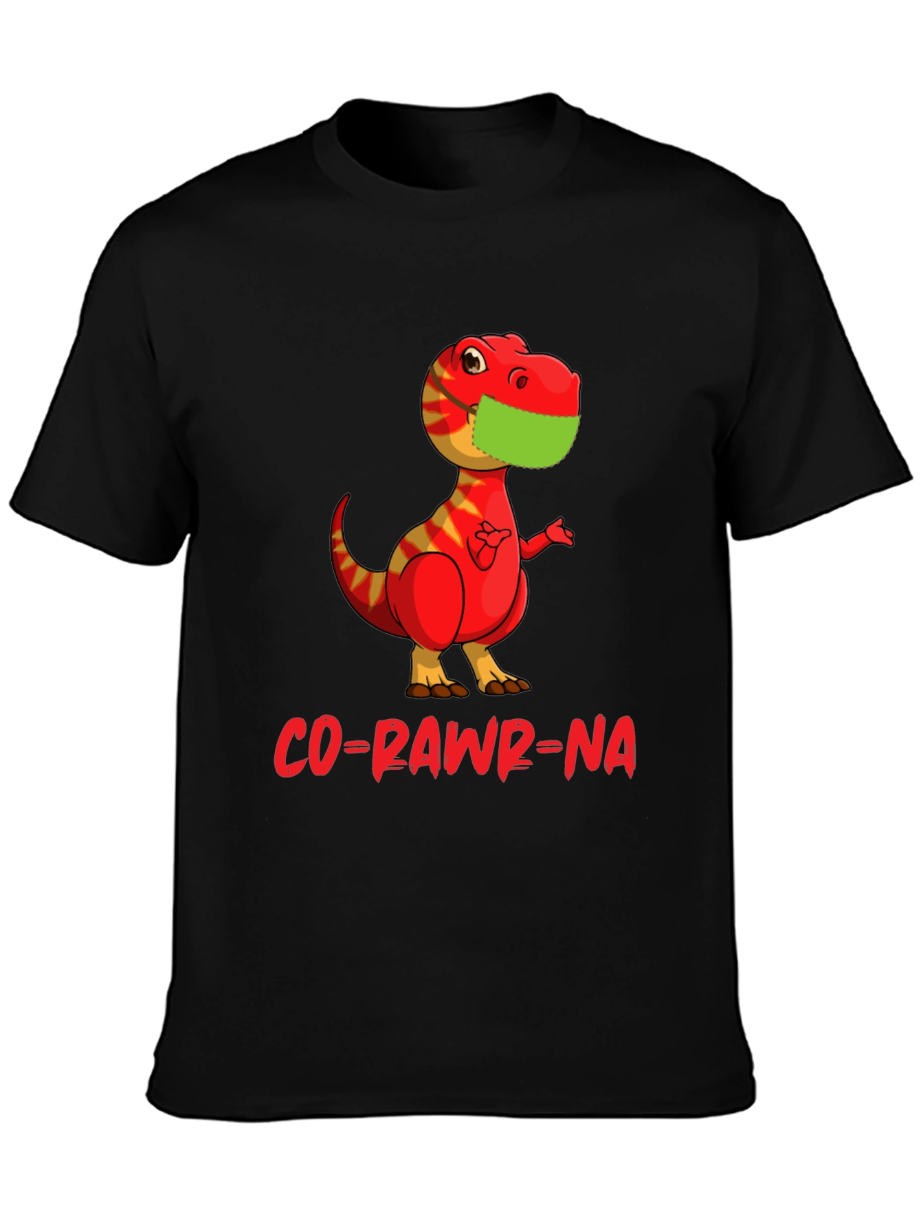 Black Co-Rawr-Na Dinosaur Graphic T-Shirt view 3