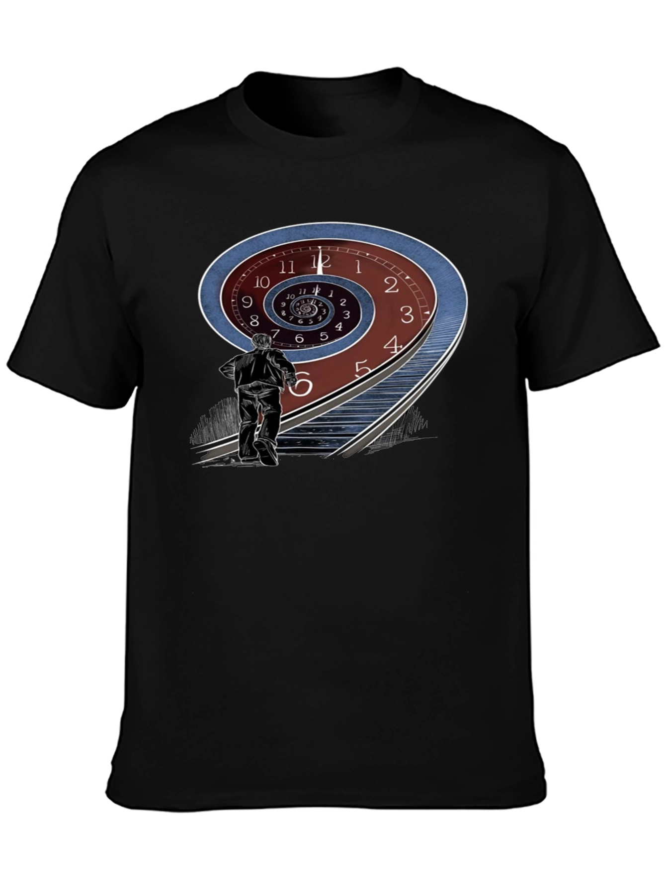 Black Time Spiral Graphic Tee - Black Cotton Blend view 3