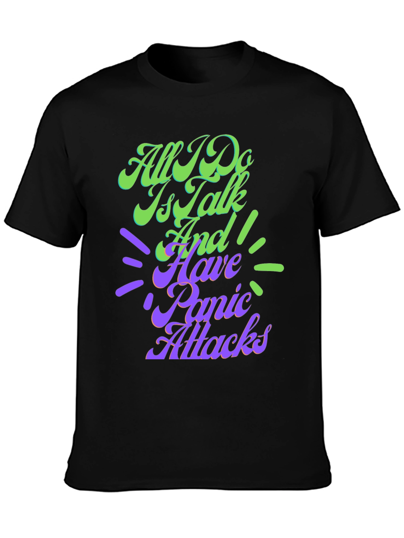 Black Panic Attack T-Shirt - Funny Graphic Tee view 3