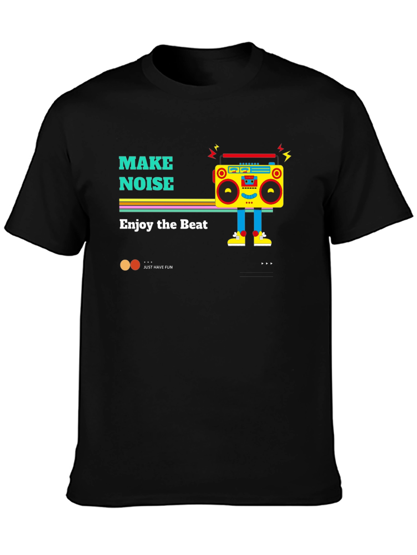 Black Retro Boombox Graphic Tee - Make Noise, Enjoy the Beat view 3