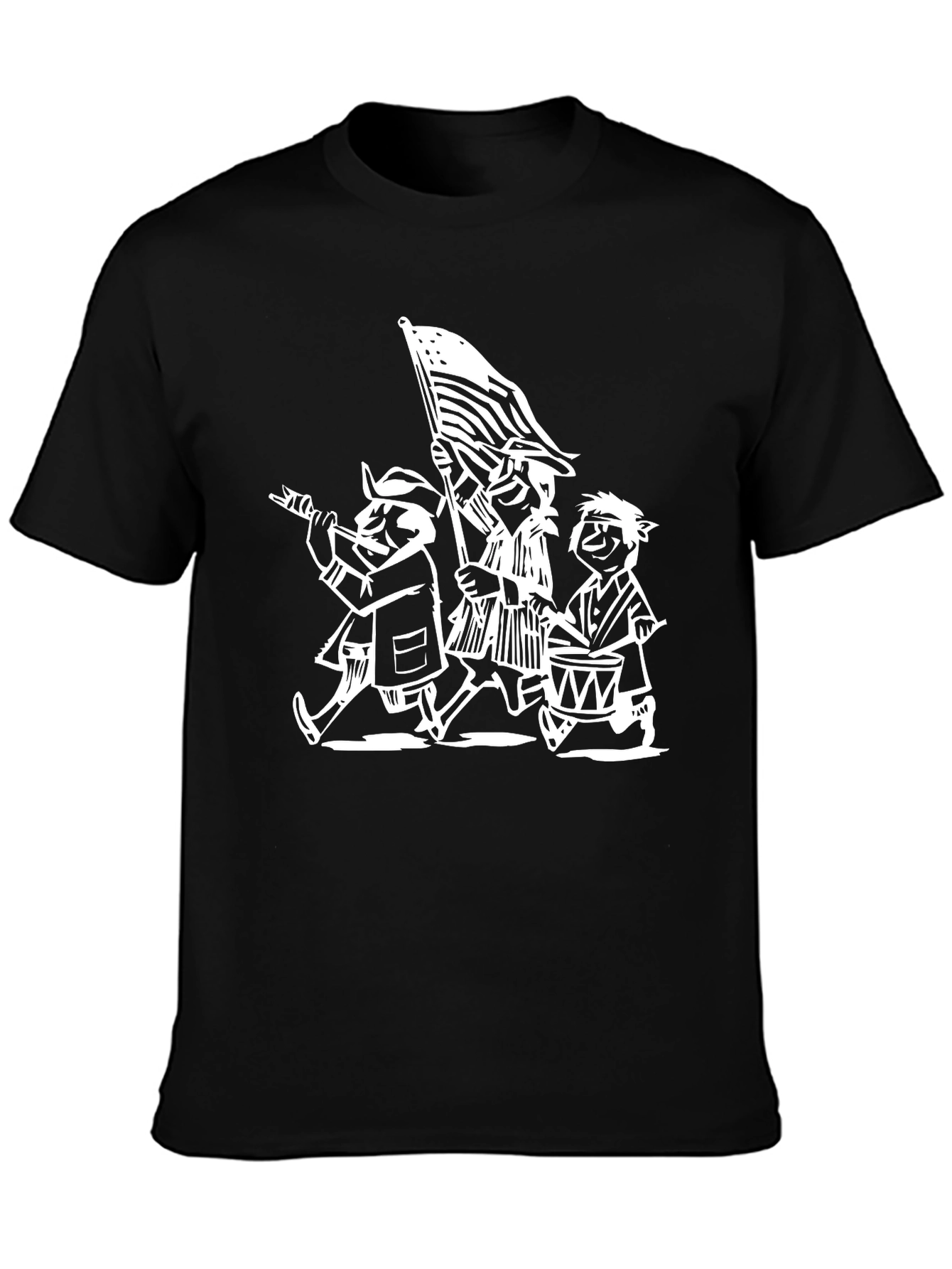 Black Patriotic Cartoon T-Shirt: Black Cotton Blend view 3