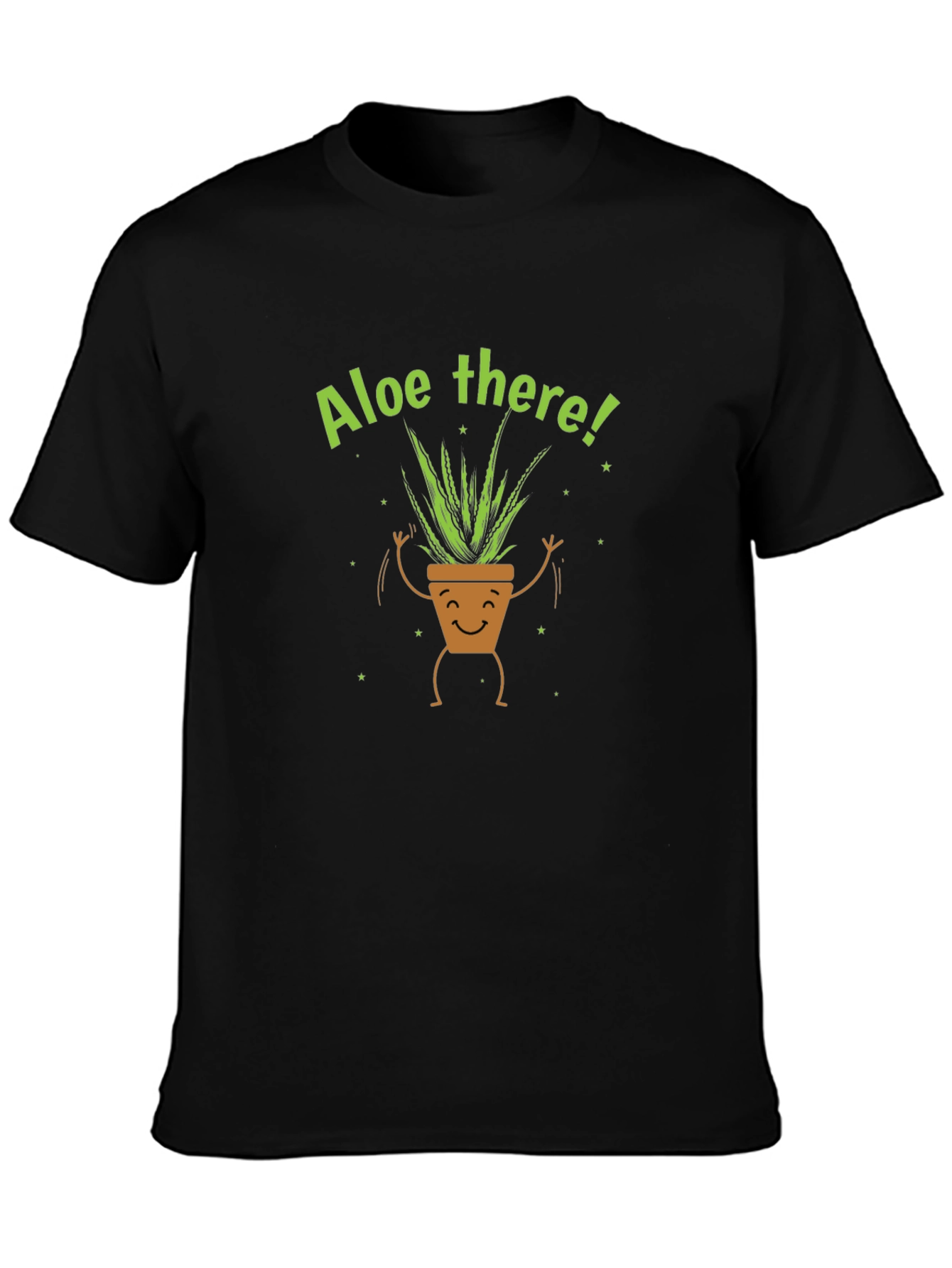 Black Aloe There Plant Graphic Tee - Black Cotton T-Shirt view 3
