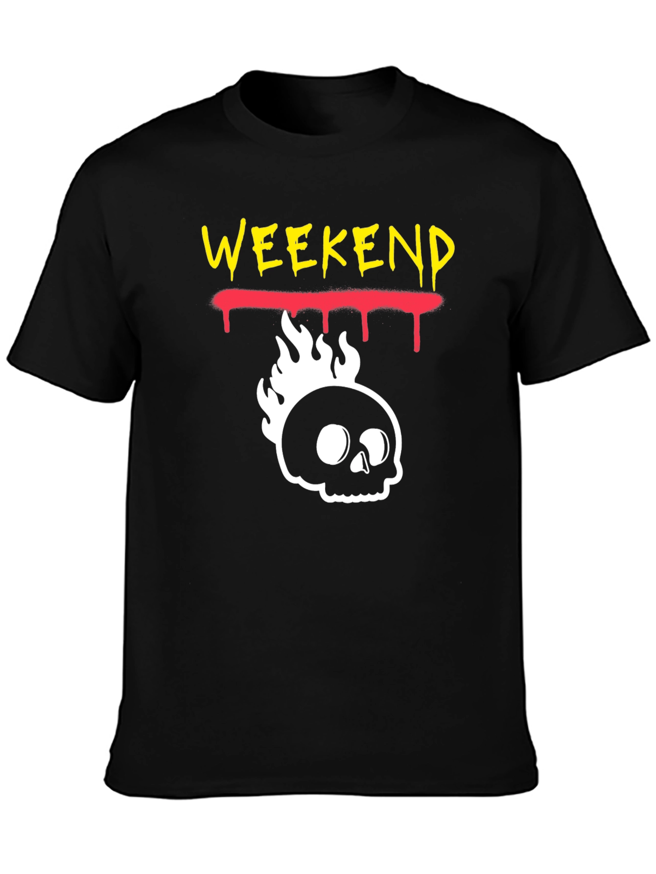 Black Weekend Skull Flame Graphic Tee - Black view 3