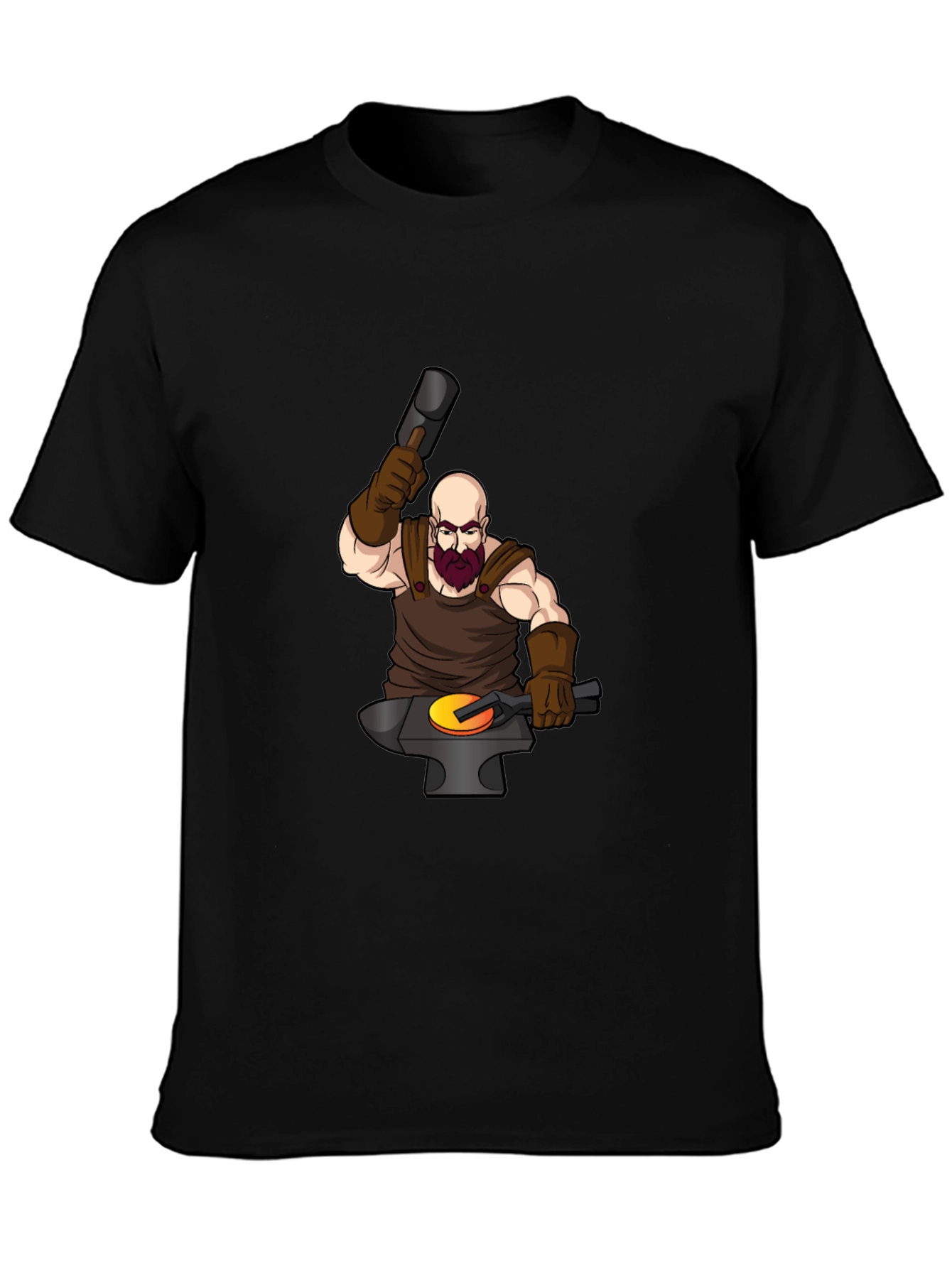 Black Blacksmith Cartoon Graphic Tee view 3