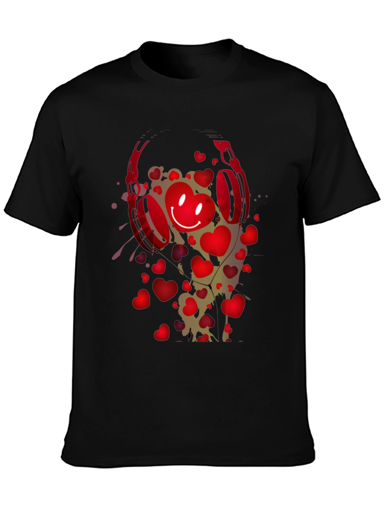 Black Heart Headphones Graphic Tee view 3