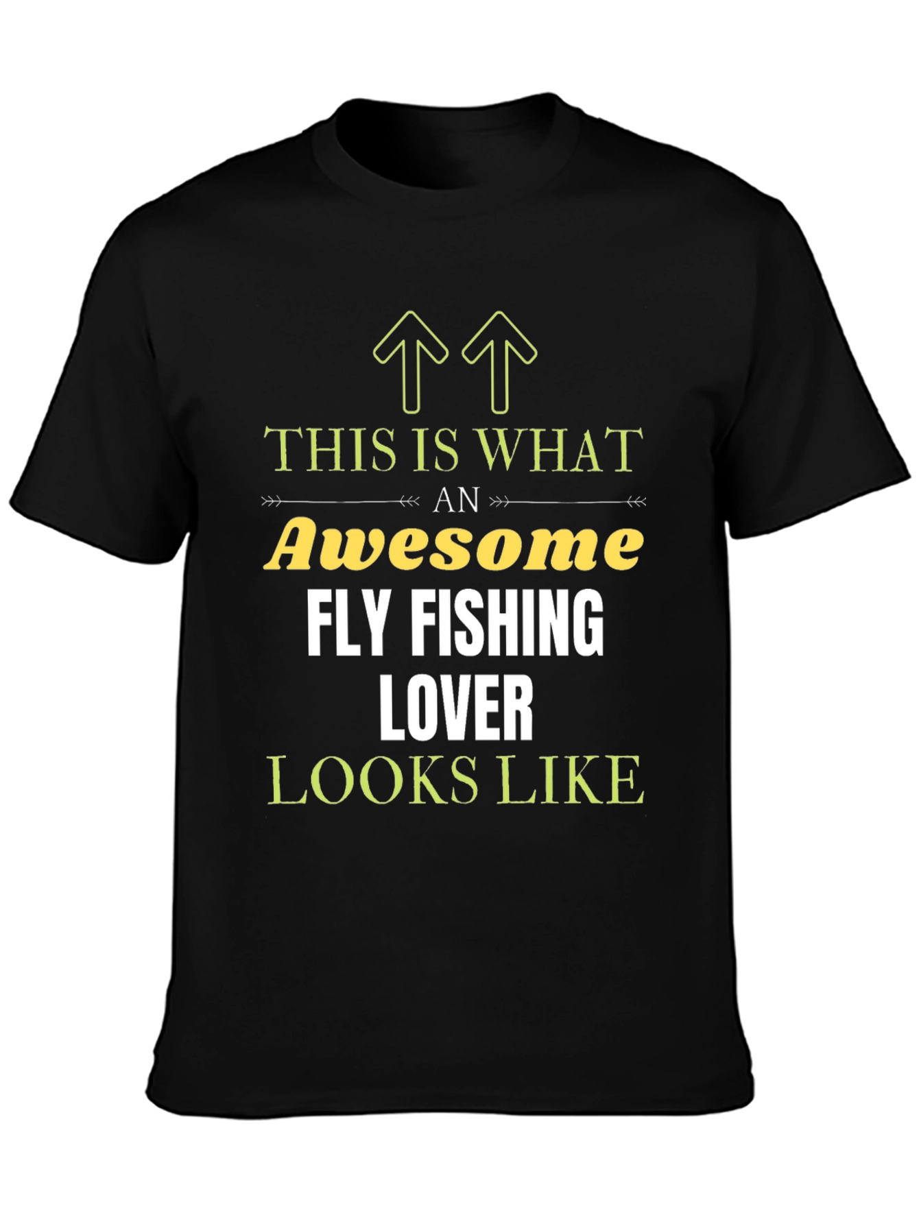Black Awesome Fly Fishing Lover T-Shirt view 3