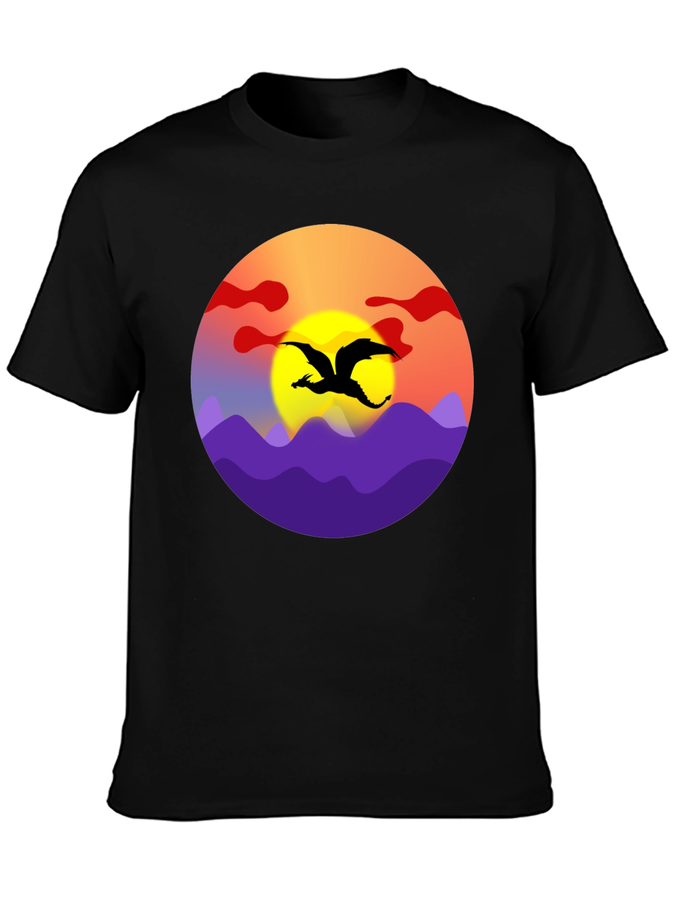 Black Dragon Sunset Graphic Tee - Black Cotton Blend view 3
