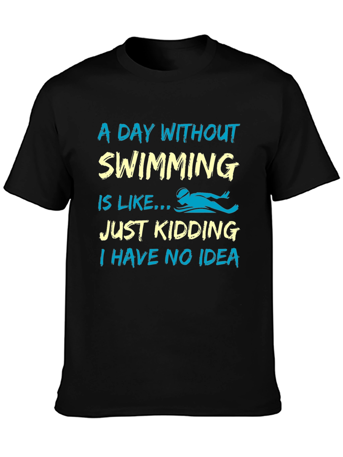 Black Funny Swimming T-Shirt - "A Day Without Swimming" view 3