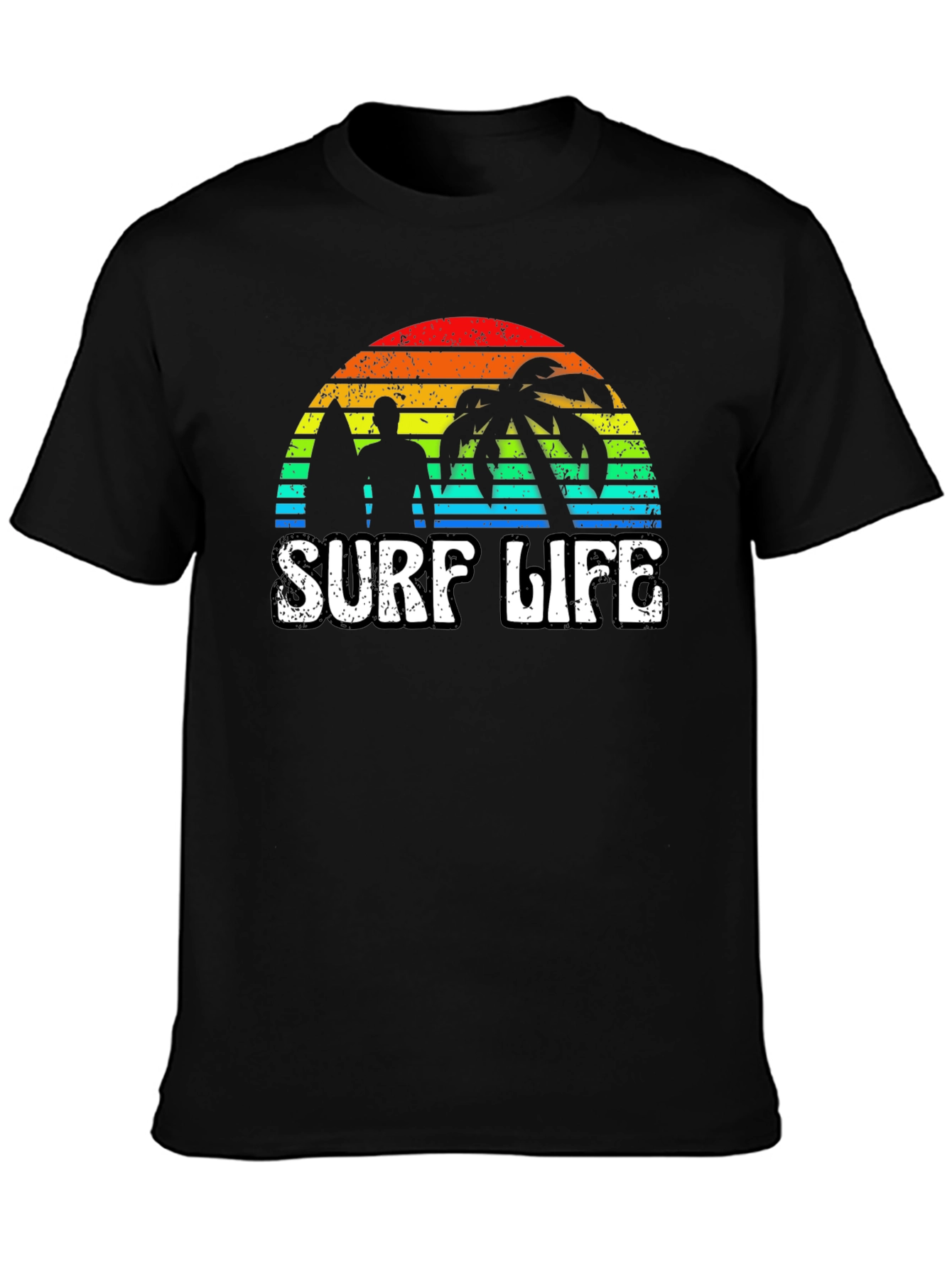 Black Surf Life Graphic Tee - Retro Sunset view 3