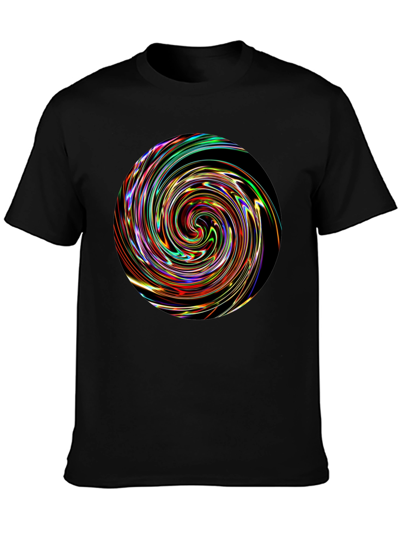 Black Vortex Swirl Graphic Black T-Shirt view 3