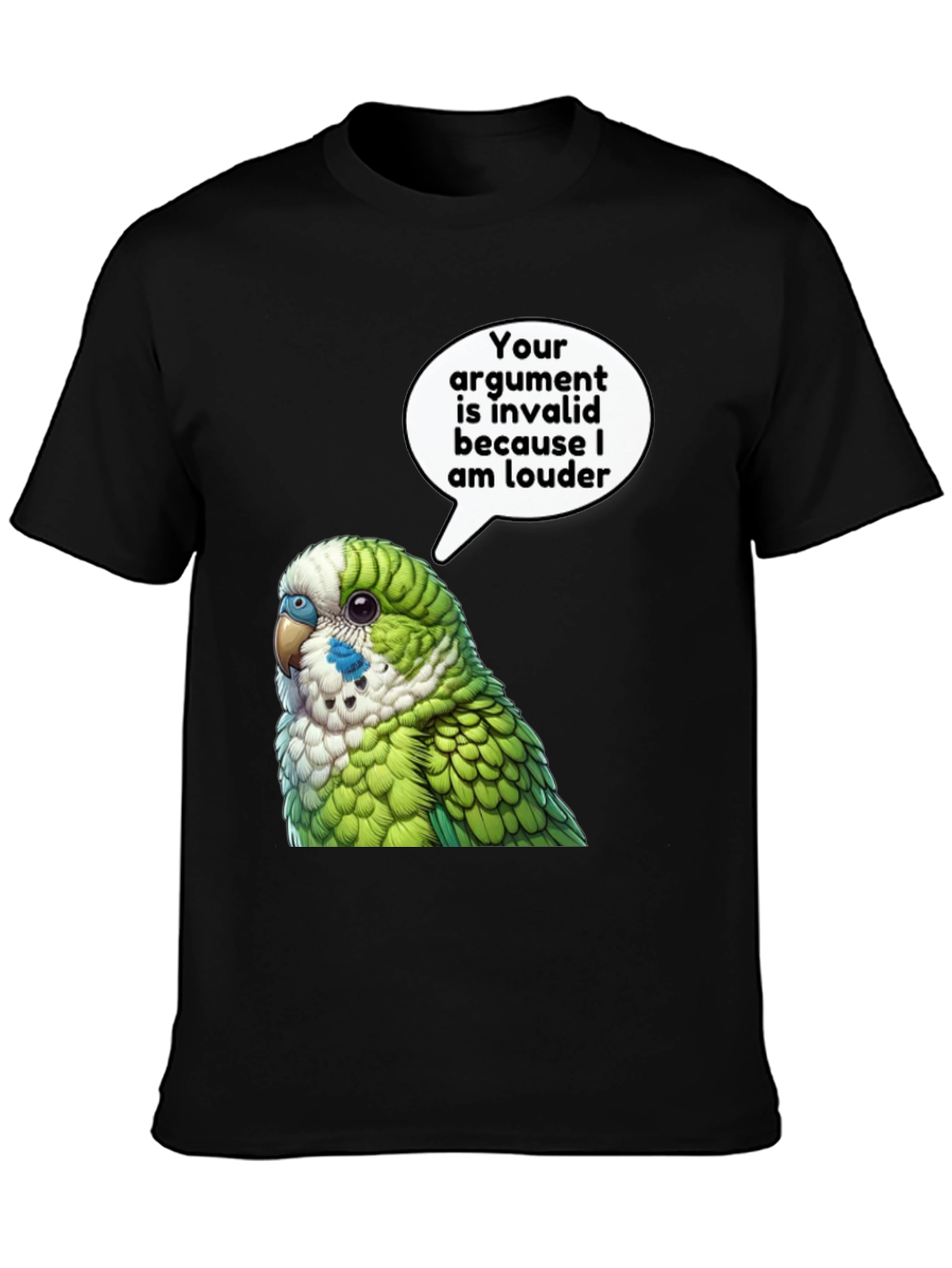 Black Parrot Loud Argument T-Shirt view 3