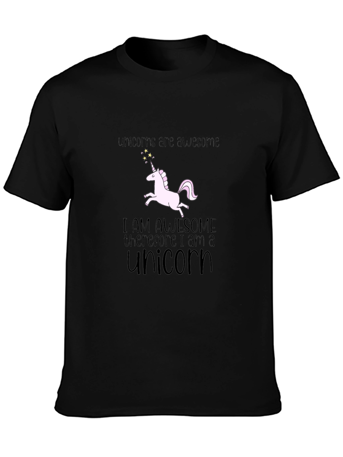 Black Unicorns Are Awesome Black Graphic T-Shirt view 3