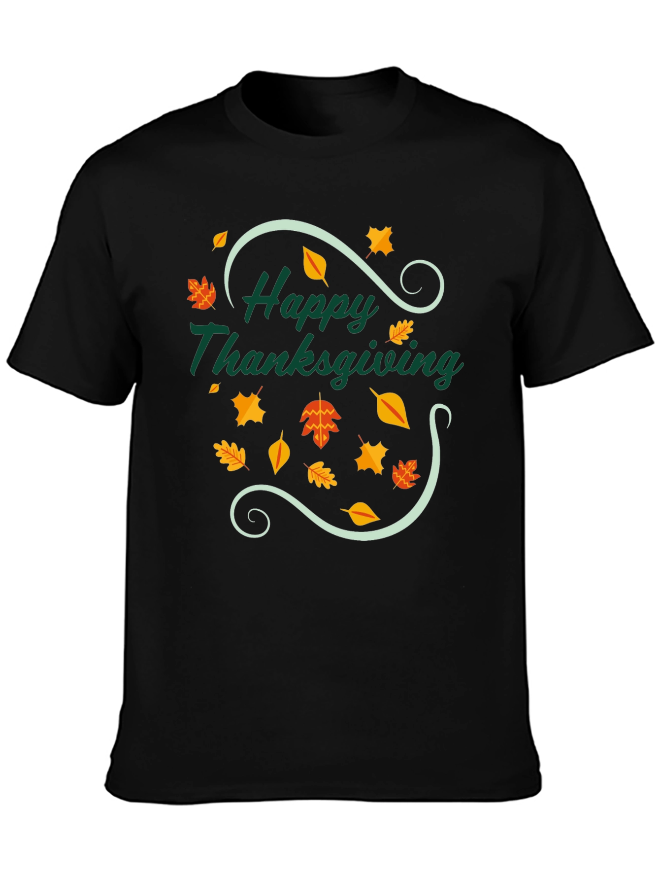 Black Happy Thanksgiving T-Shirt - Festive Fall Design view 3
