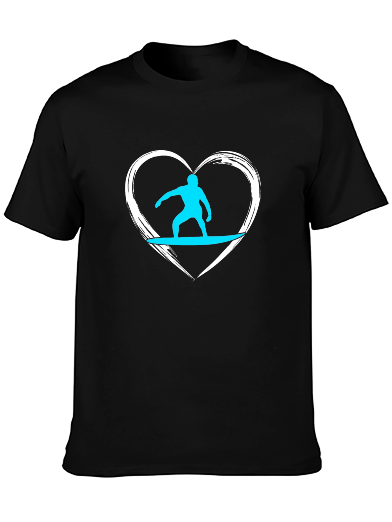 Surfer Heart Graphic Tee - Black Cotton Casual T-Shirt - 3