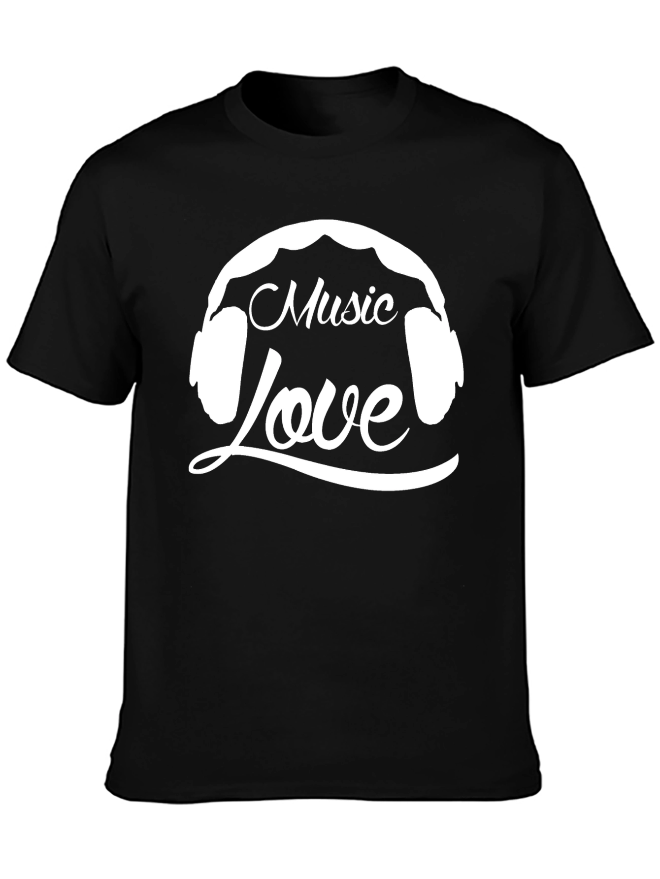 Black Music Love Graphic T-Shirt - Black Cotton Tee view 3