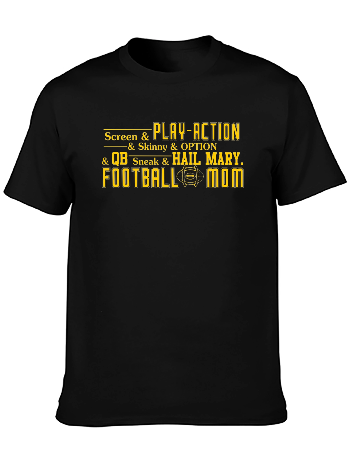 Black Football Mom T-Shirt - Screen & Play-Action Graphic Tee view 3