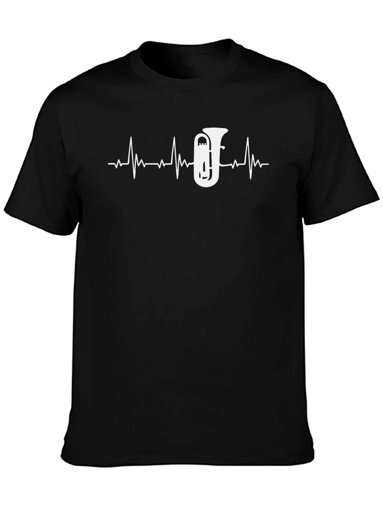 Black Tuba Heartbeat T-Shirt - Musician Gift view 3