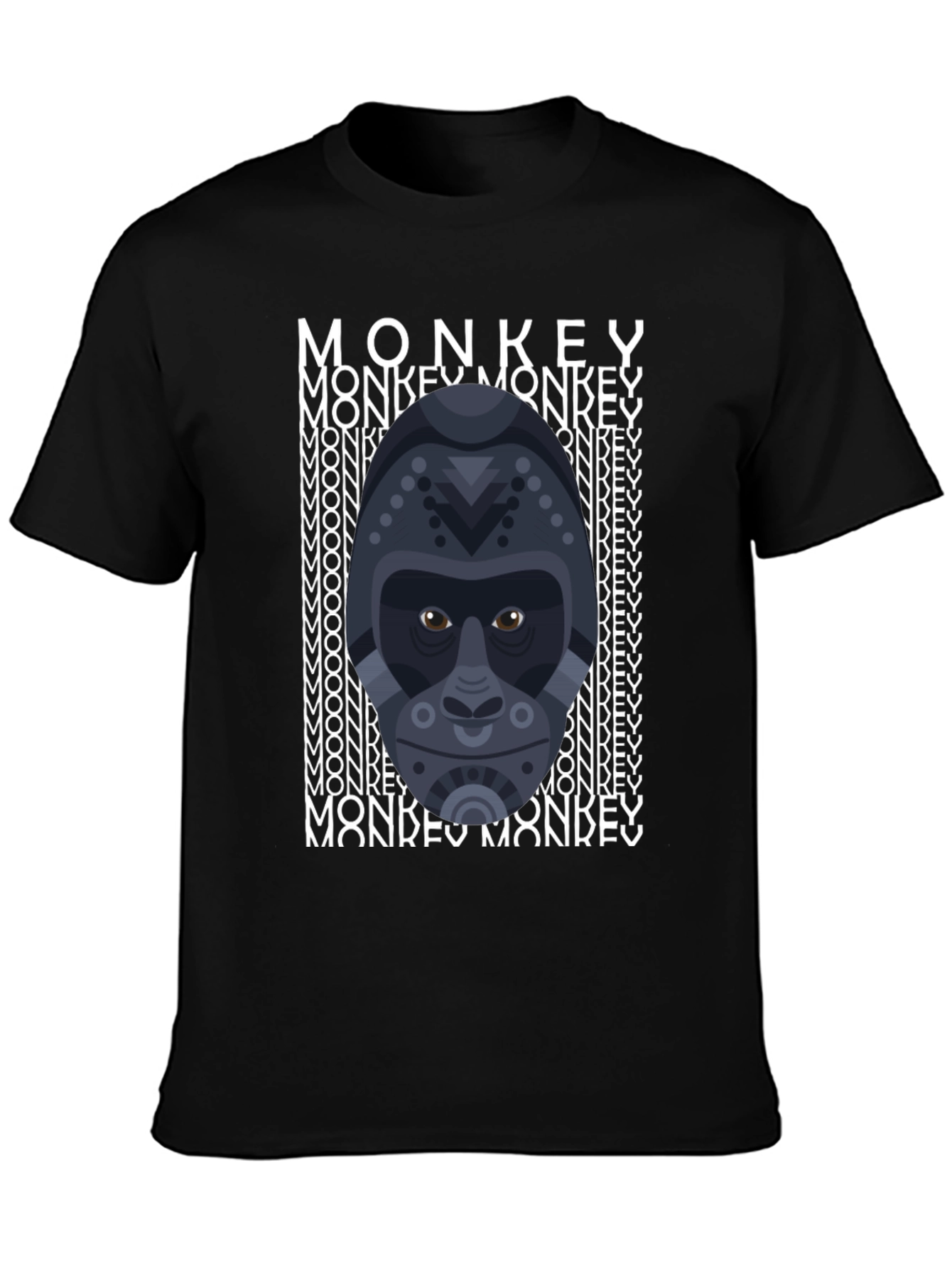 Black Geometric Gorilla Graphic Tee - Men's Black T-Shirt view 3