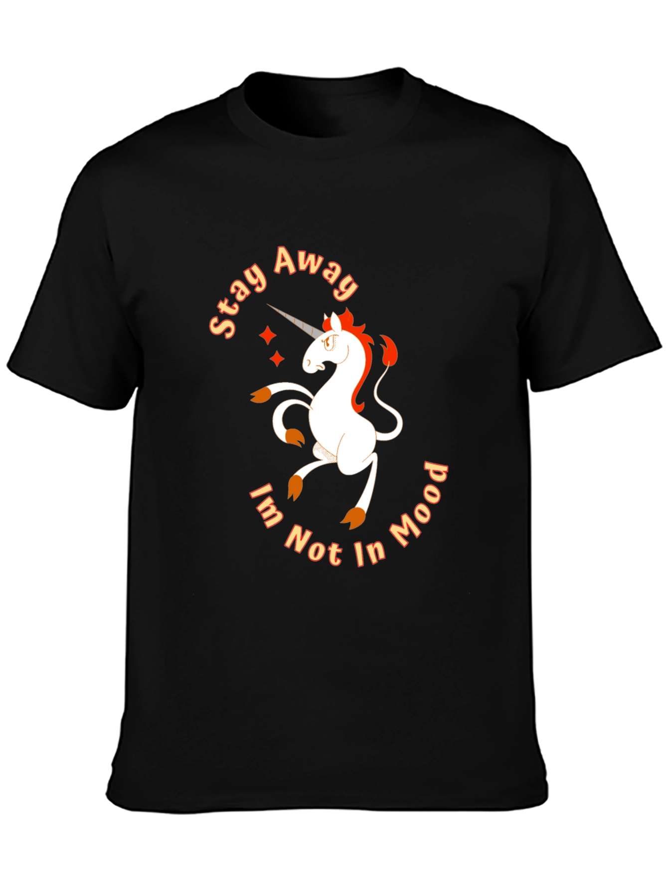 Black Stay Away Unicorn Tee - Funny Mood Shirt view 3