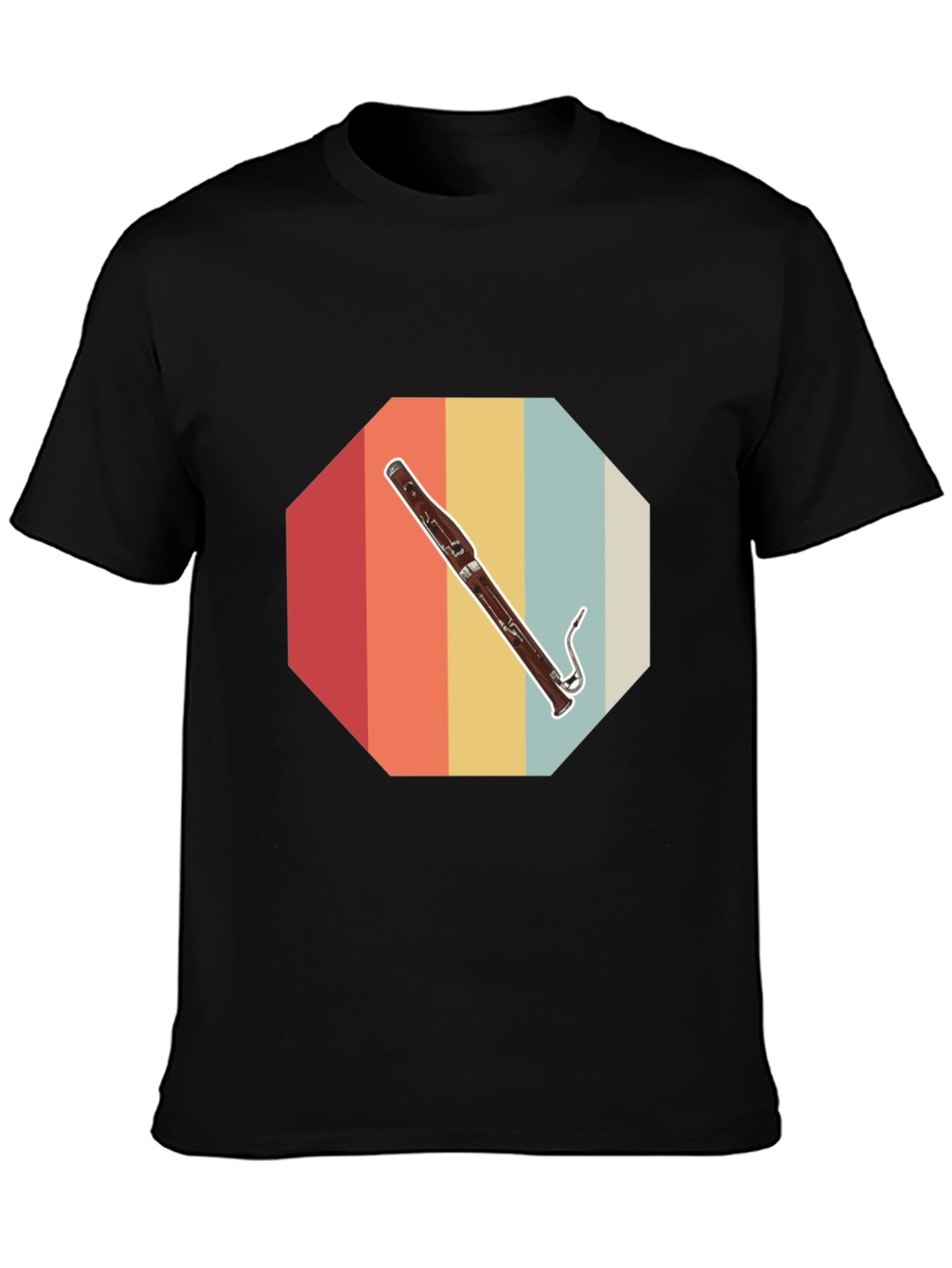 Black Bassoon Retro Octagon T-Shirt view 3