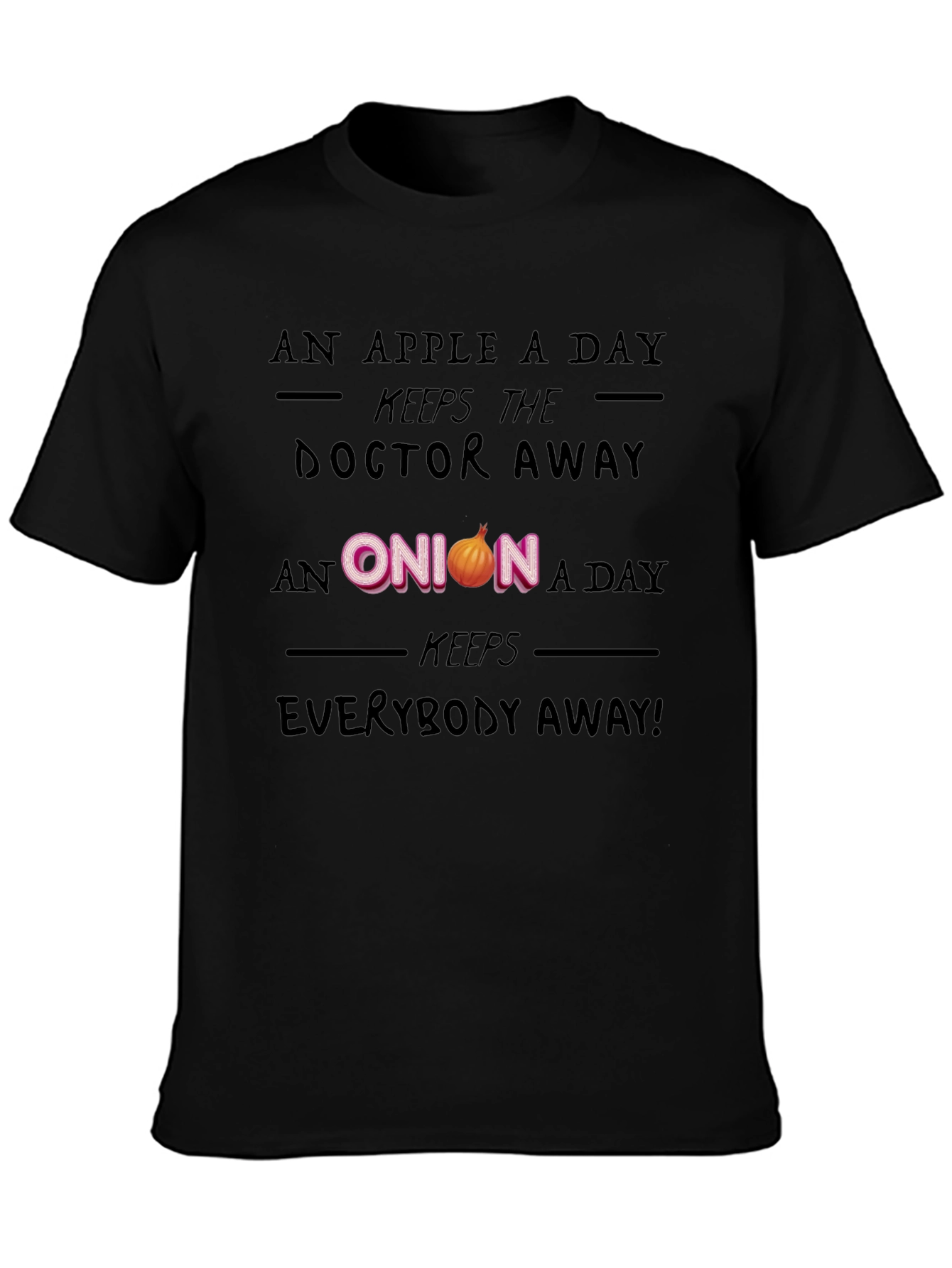 Black An Onion A Day Funny Graphic T-Shirt view 3