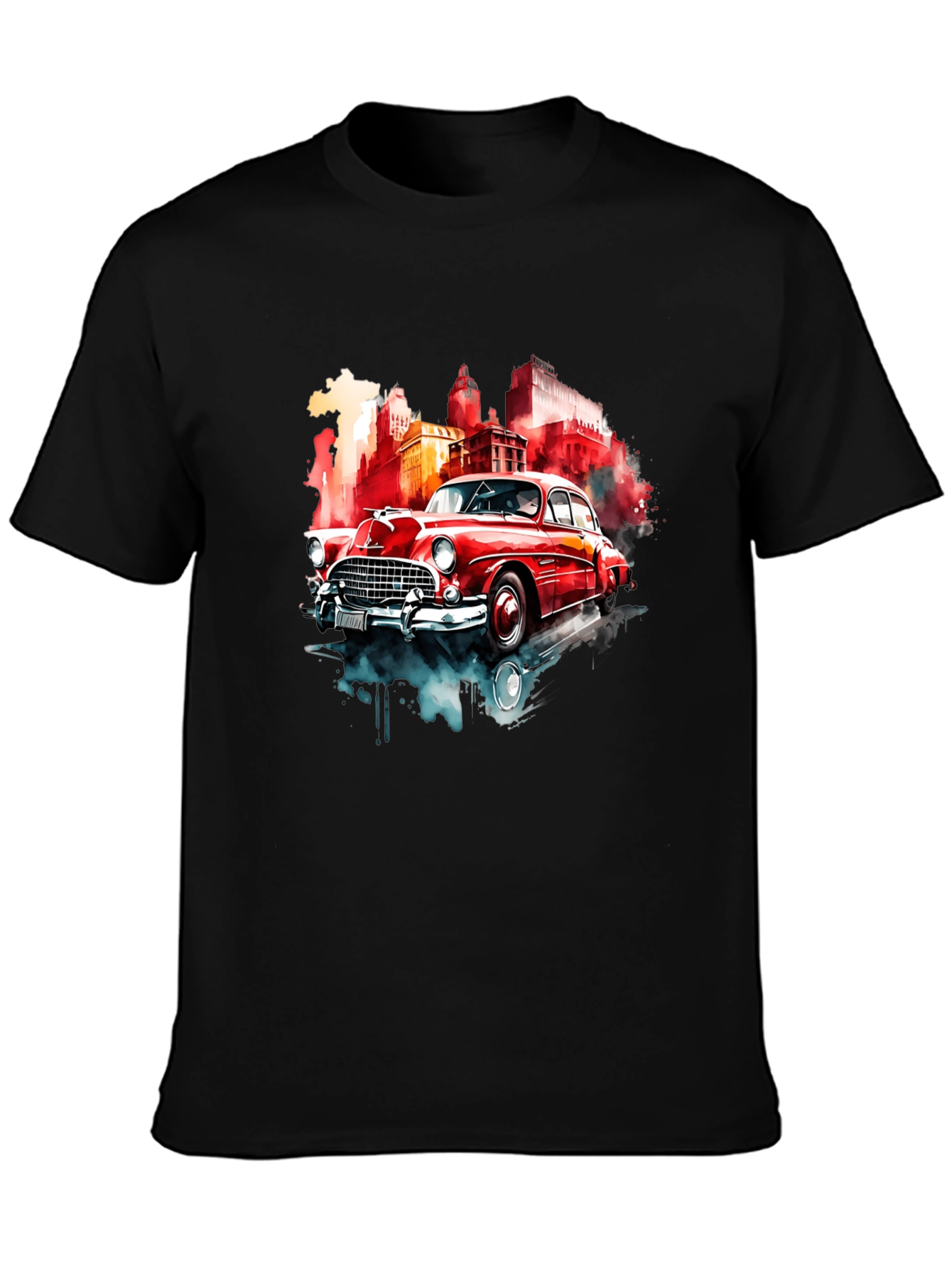 Black Classic Car Graphic Tee - Retro Style view 3