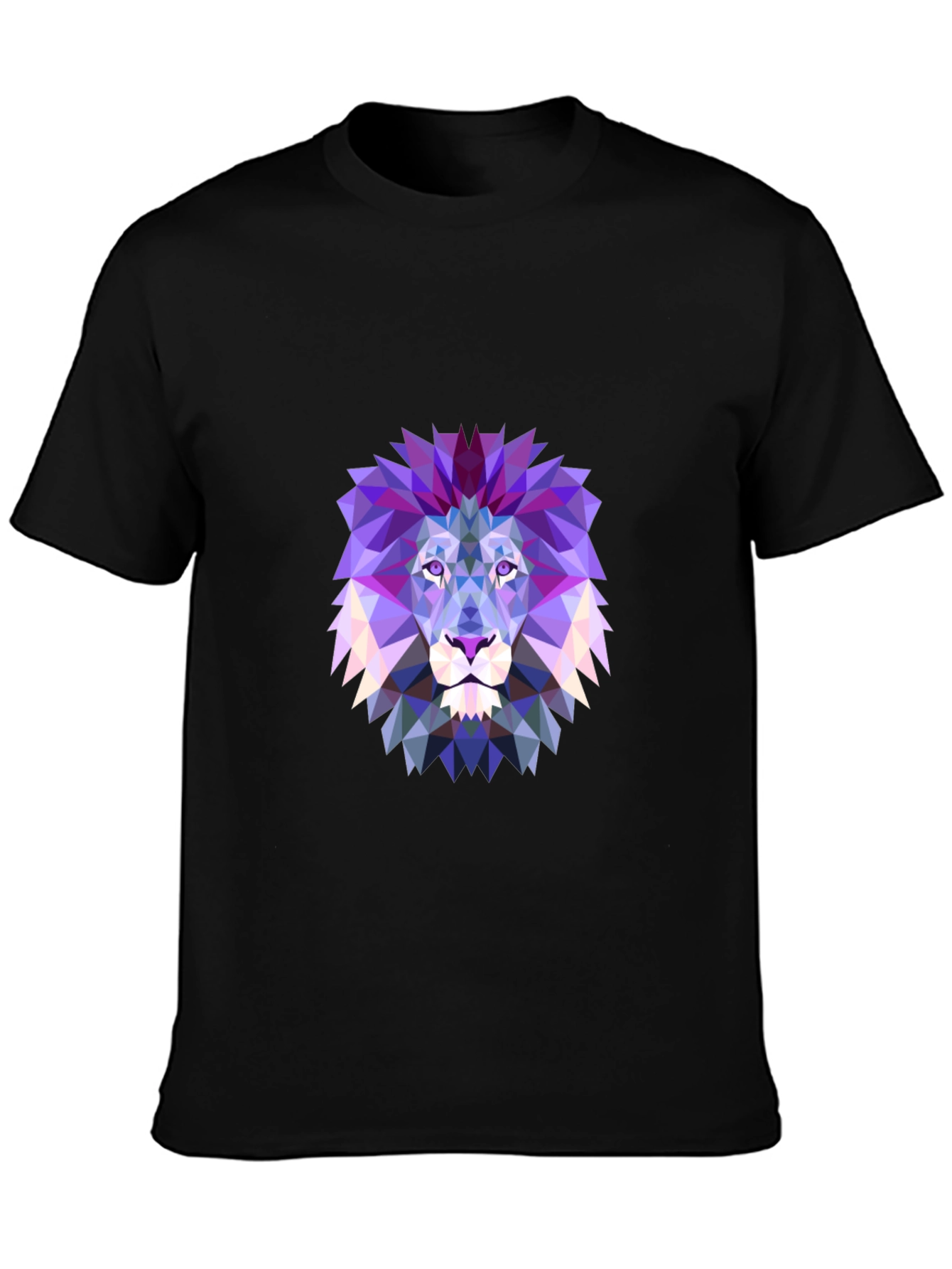 Black Geometric Lion Graphic T-Shirt view 3