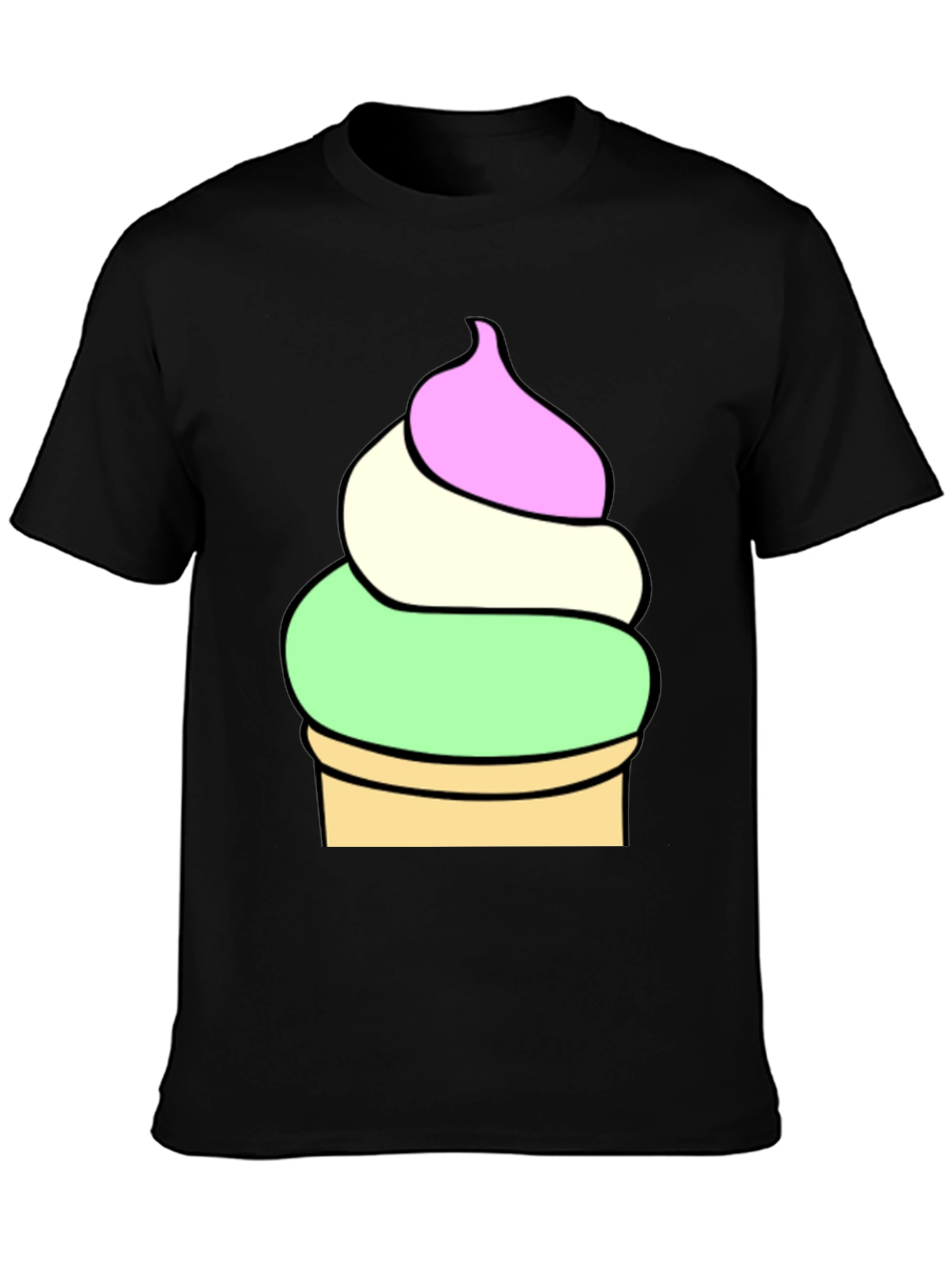 Black Ice Cream Cone Graphic Tee - Soft Cotton Blend view 3