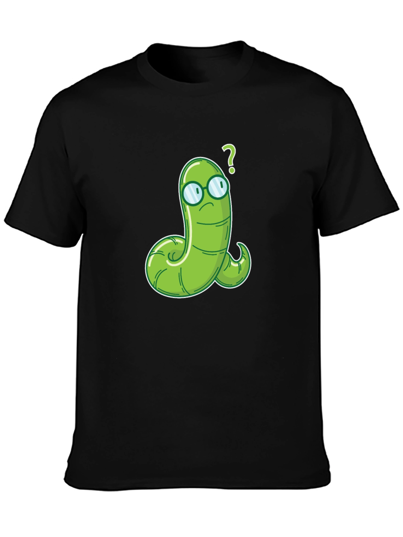 Black Worm with Glasses Graphic Tee - Funny Cartoon T-Shirt view 3