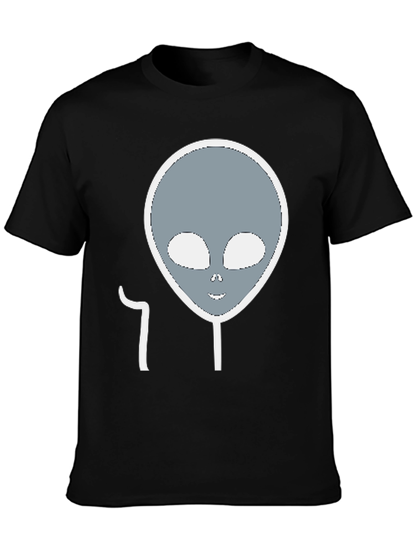 Black Alien Head Graphic Tee - Black Cotton Blend view 3