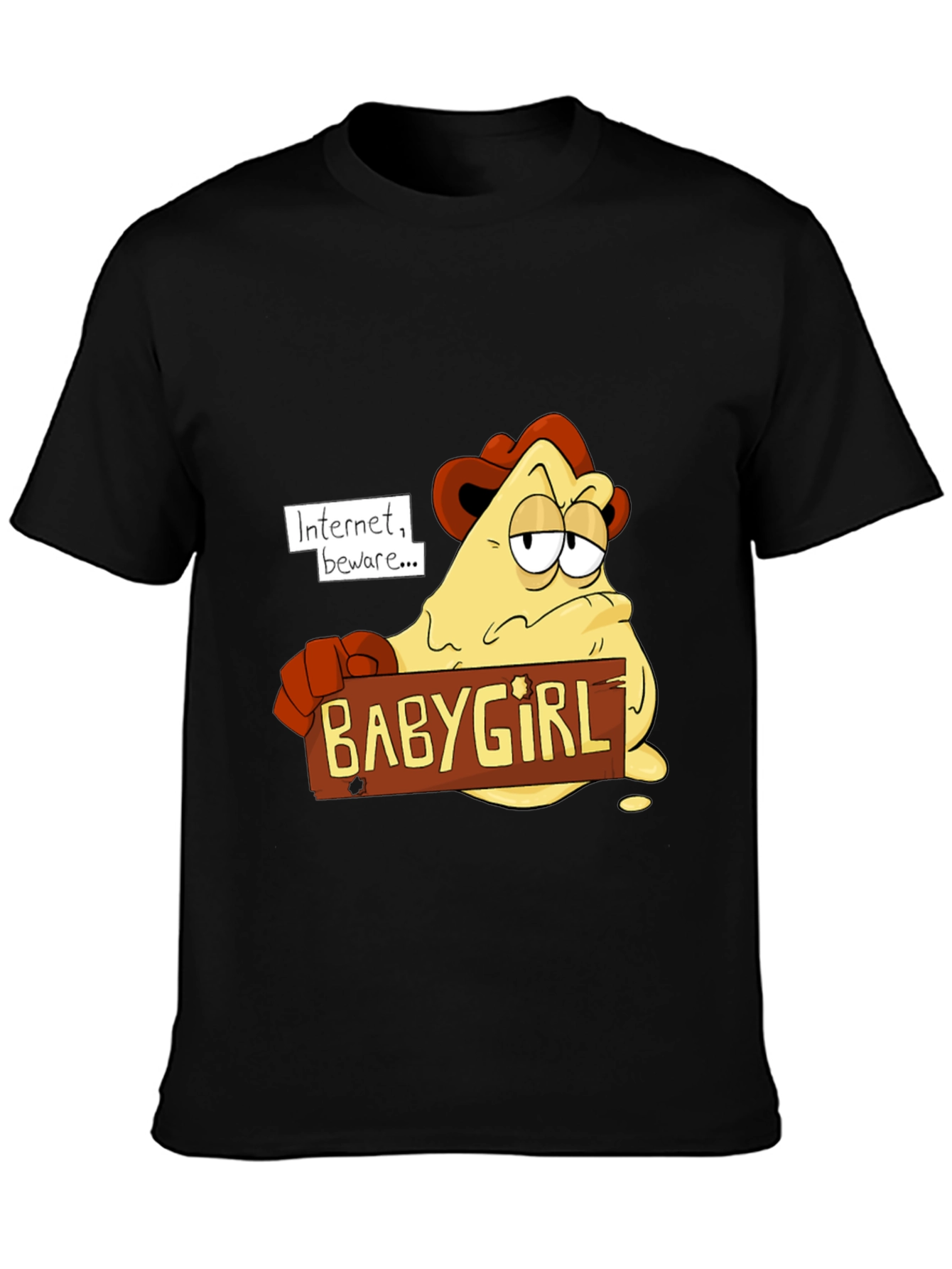 Black Funny 'Internet Beware' Cartoon T-Shirt view 3