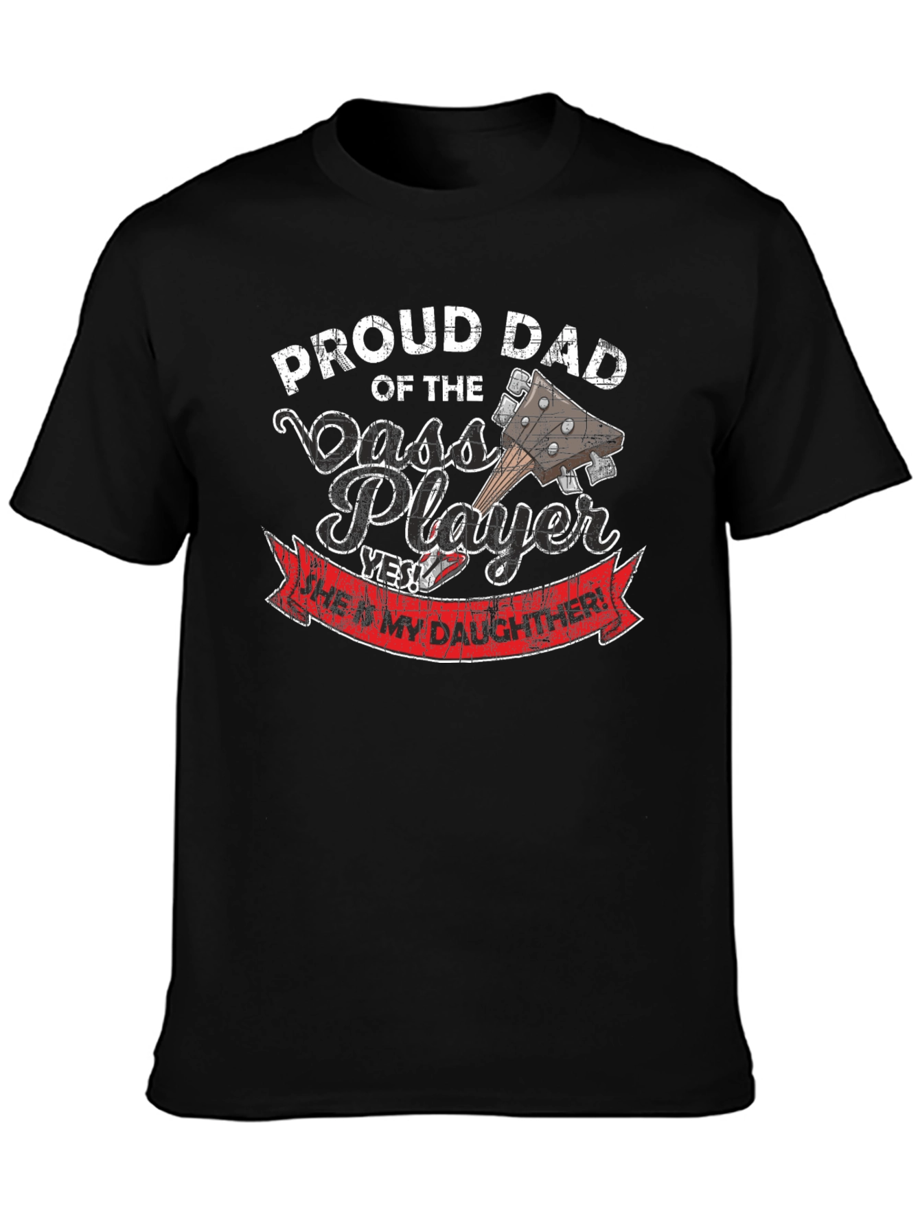 Black Proud Dad of a Bass Player T-Shirt view 3