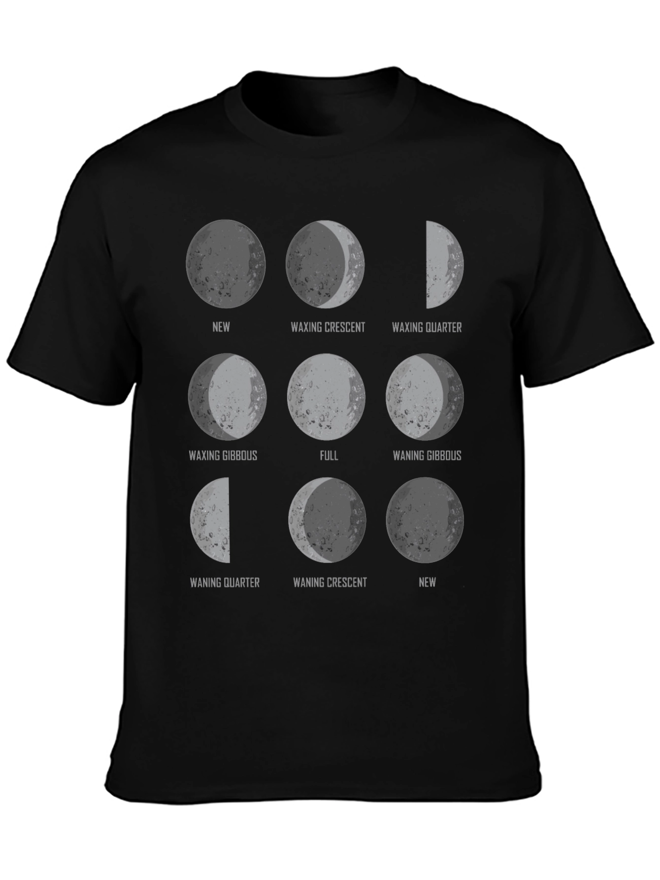 Black Moon Phases Graphic Tee - Astronomy T-Shirt view 3