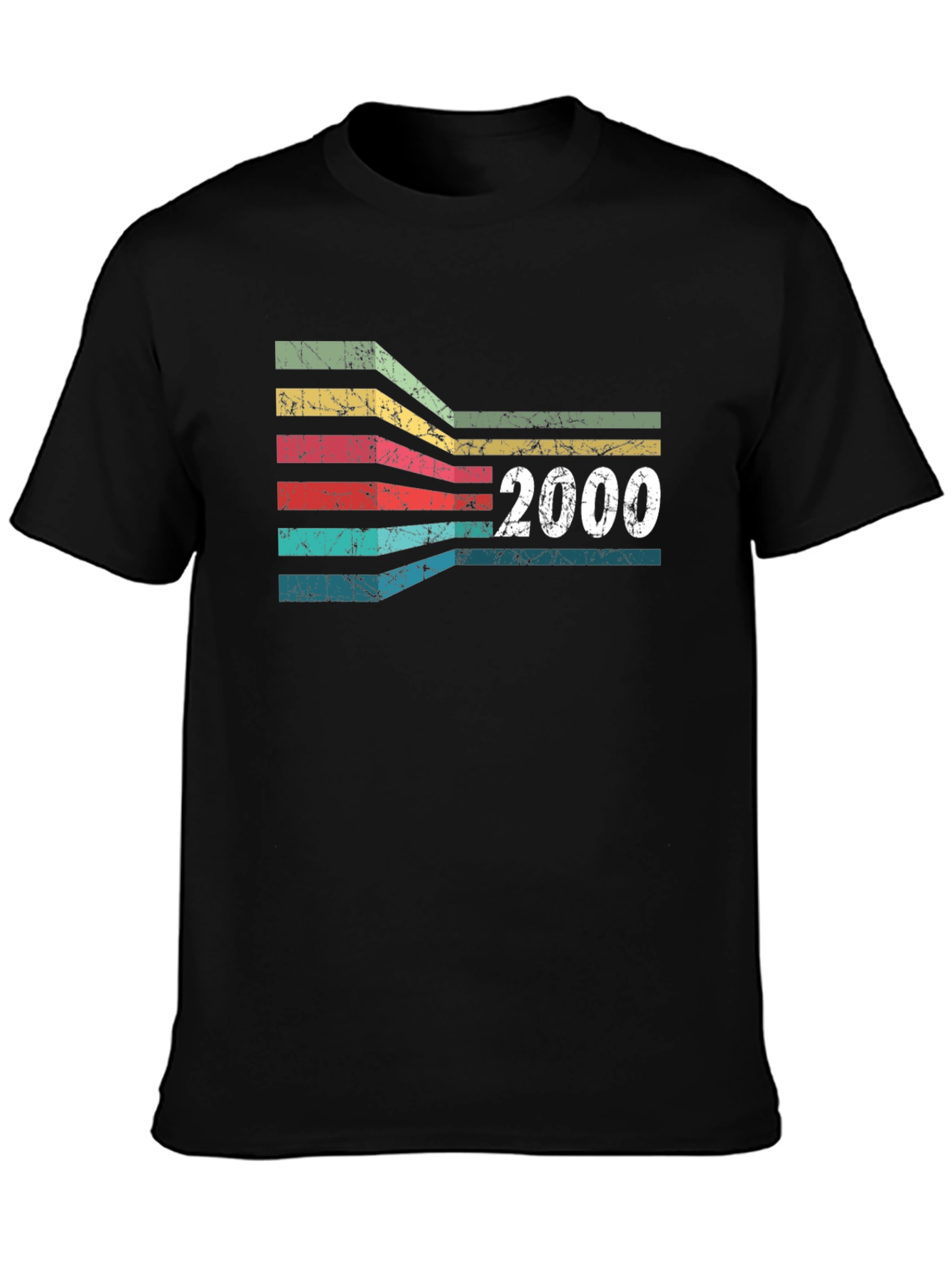 Black Retro 2000 Striped Graphic T-Shirt view 3