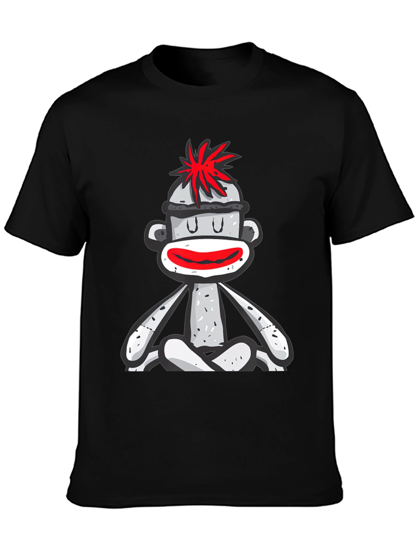 Black Sock Monkey T-Shirt - Meditating Design view 3