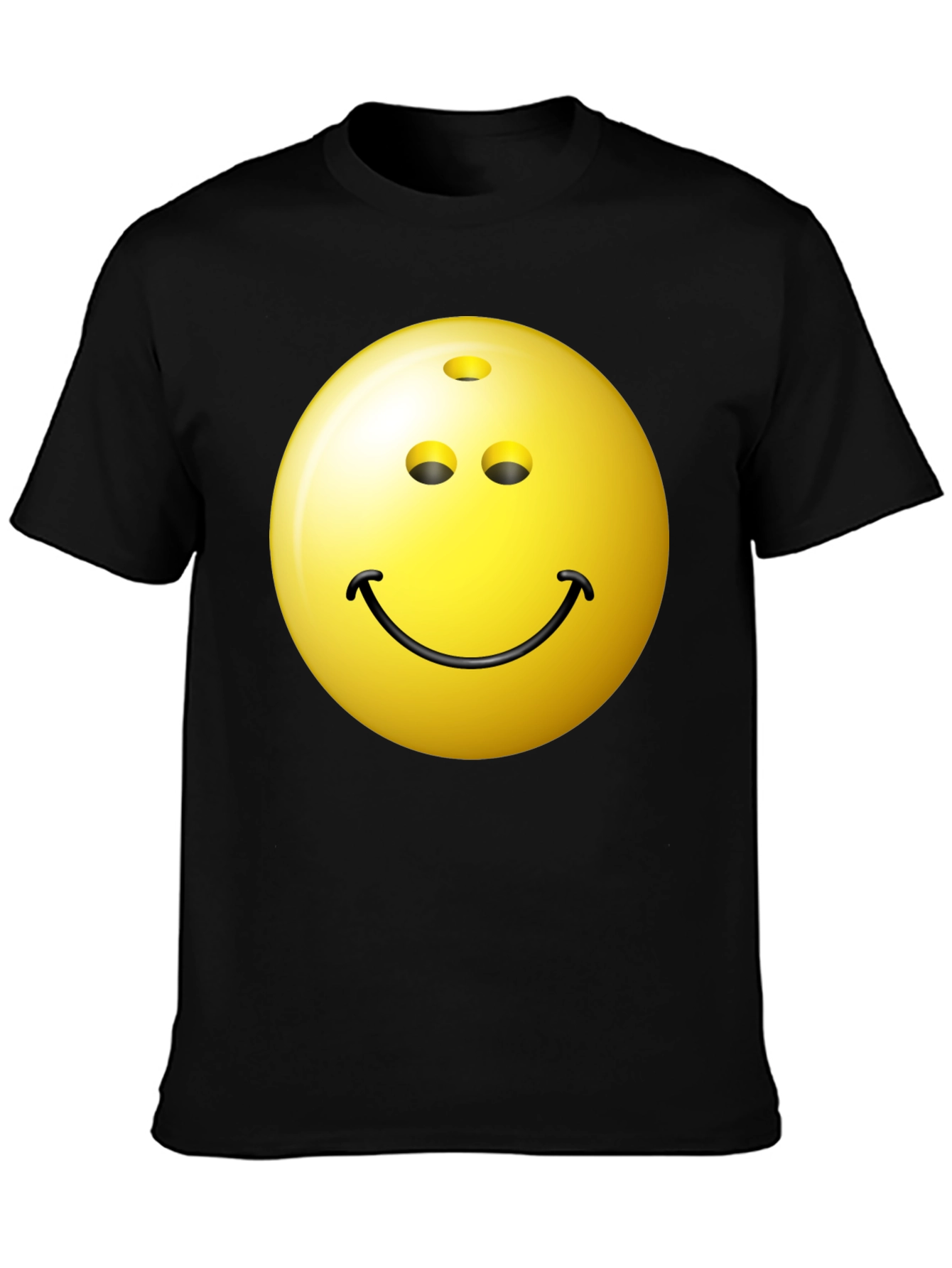 Black Bowling Ball Smiley Face Black T-Shirt view 3