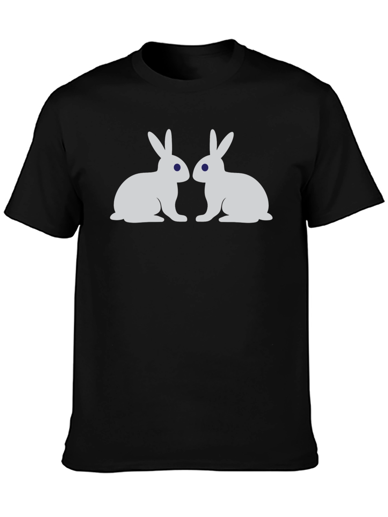 Black Two Bunny Rabbit Graphic Tee - Black view 3